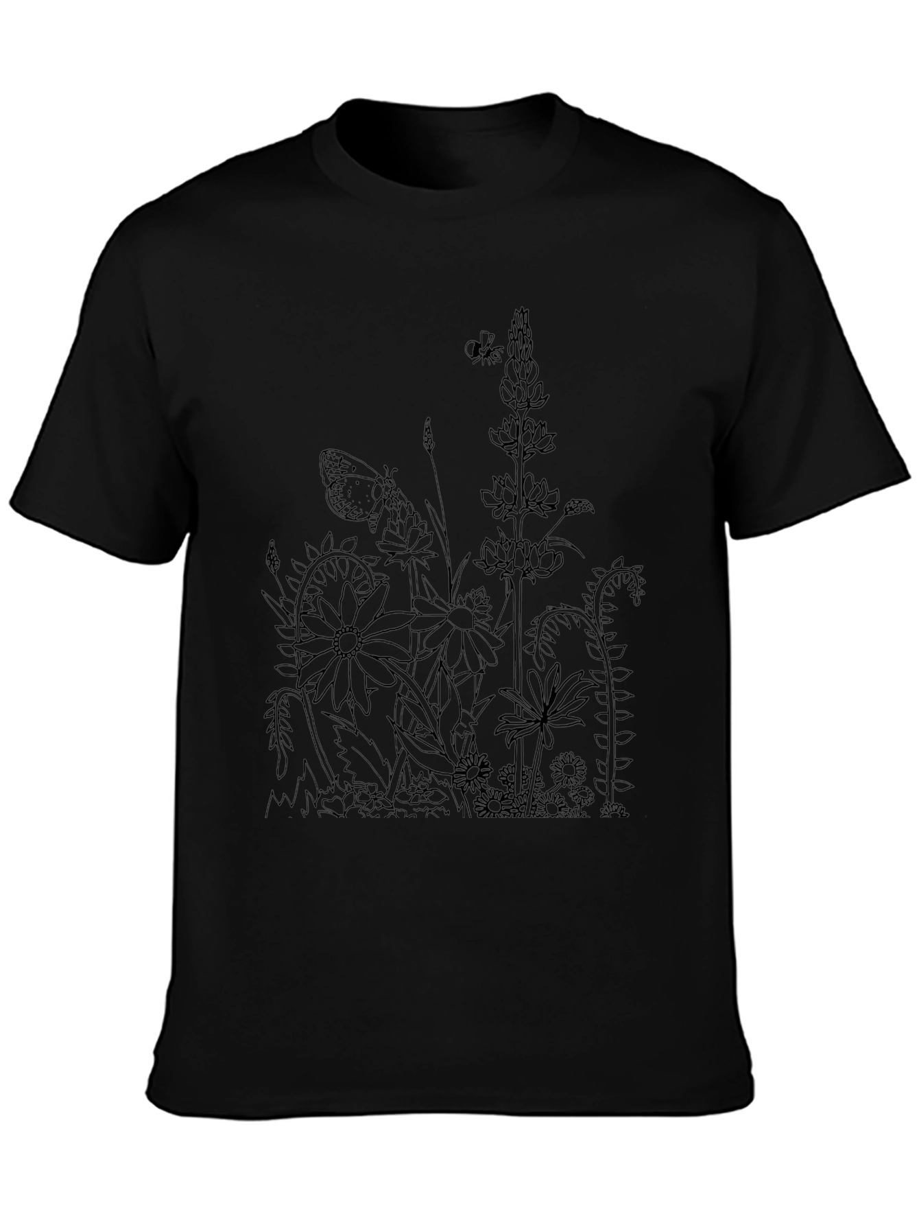 Floral Print Black T-Shirt