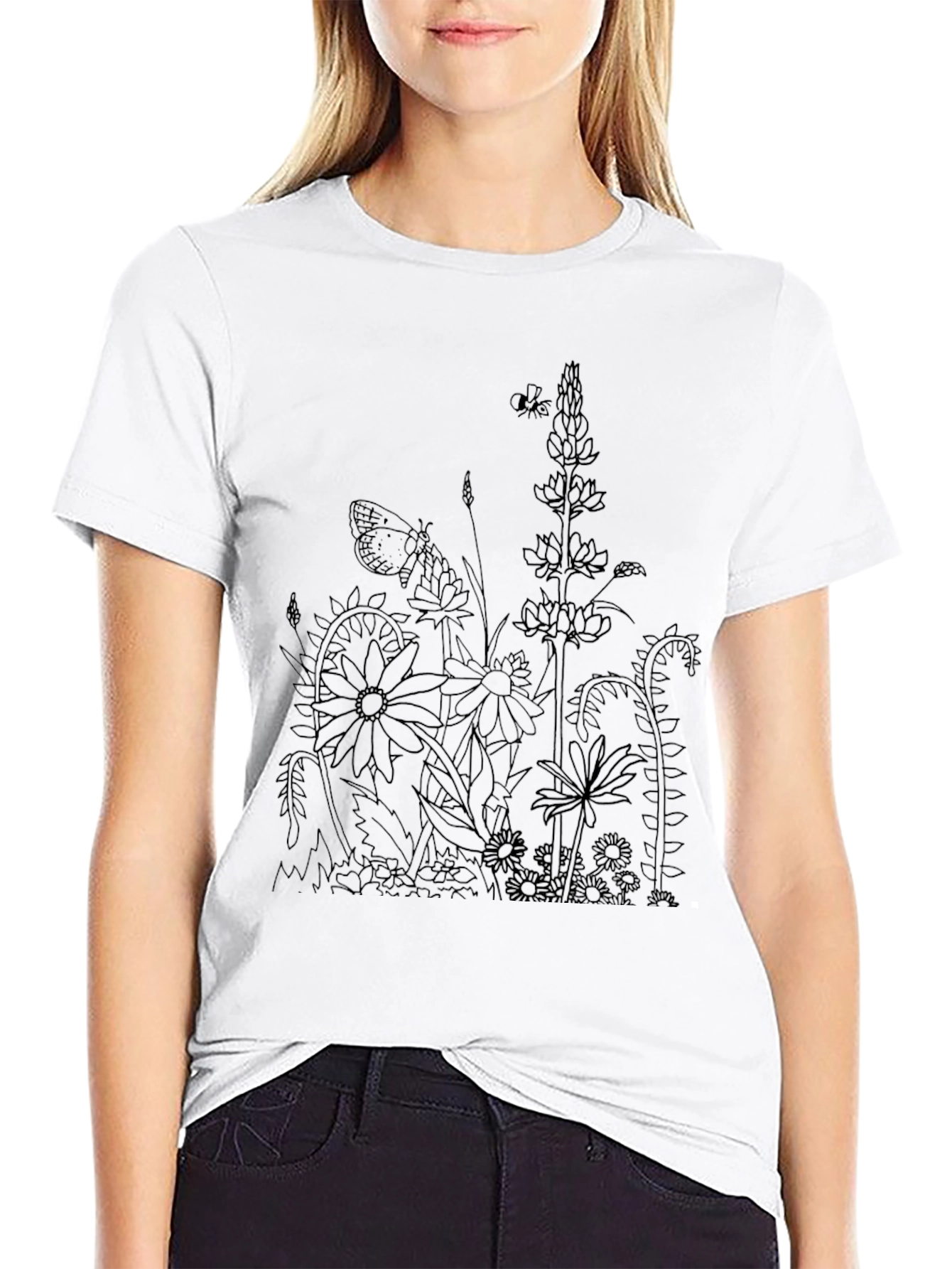 Floral Print Black T-Shirt