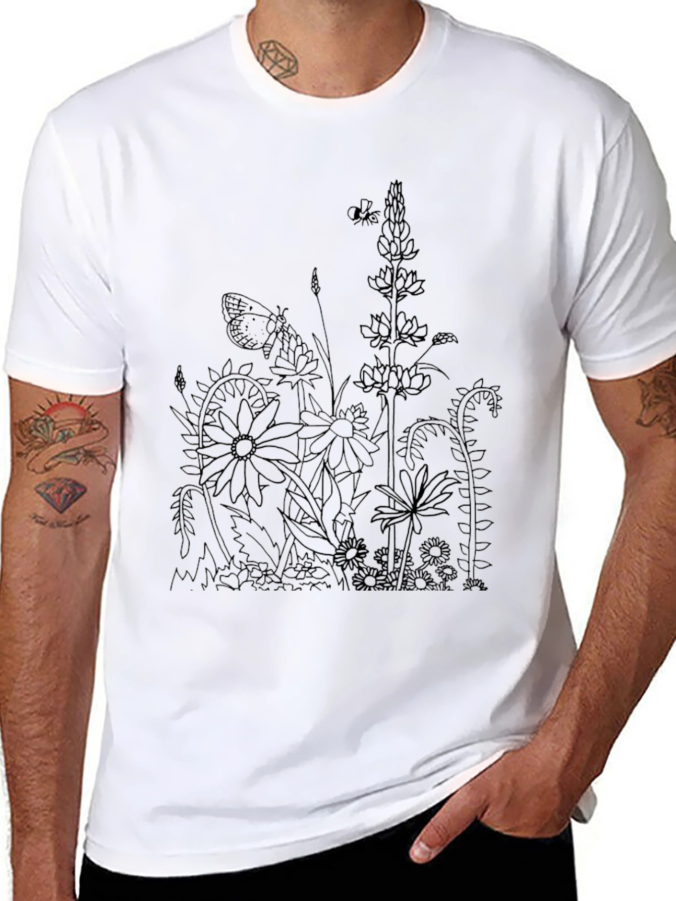 Floral Print Black T-Shirt