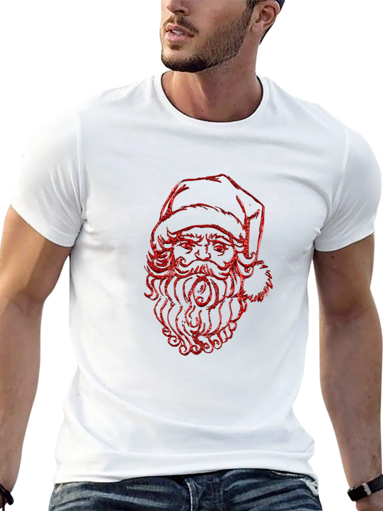 Red Santa Graphic Black T-Shirt
