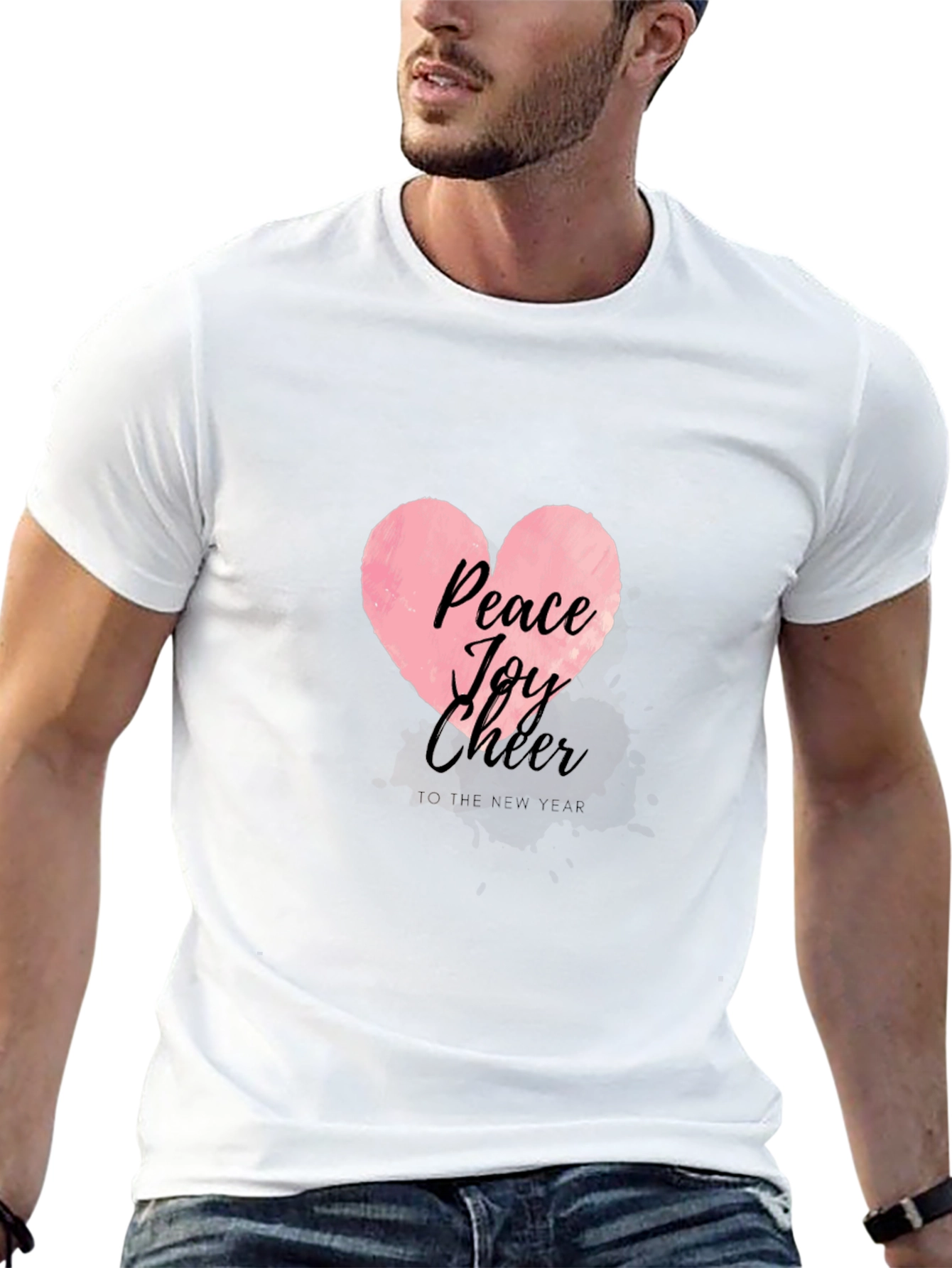Peace Joy Cheer Heart Graphic Tee - Black