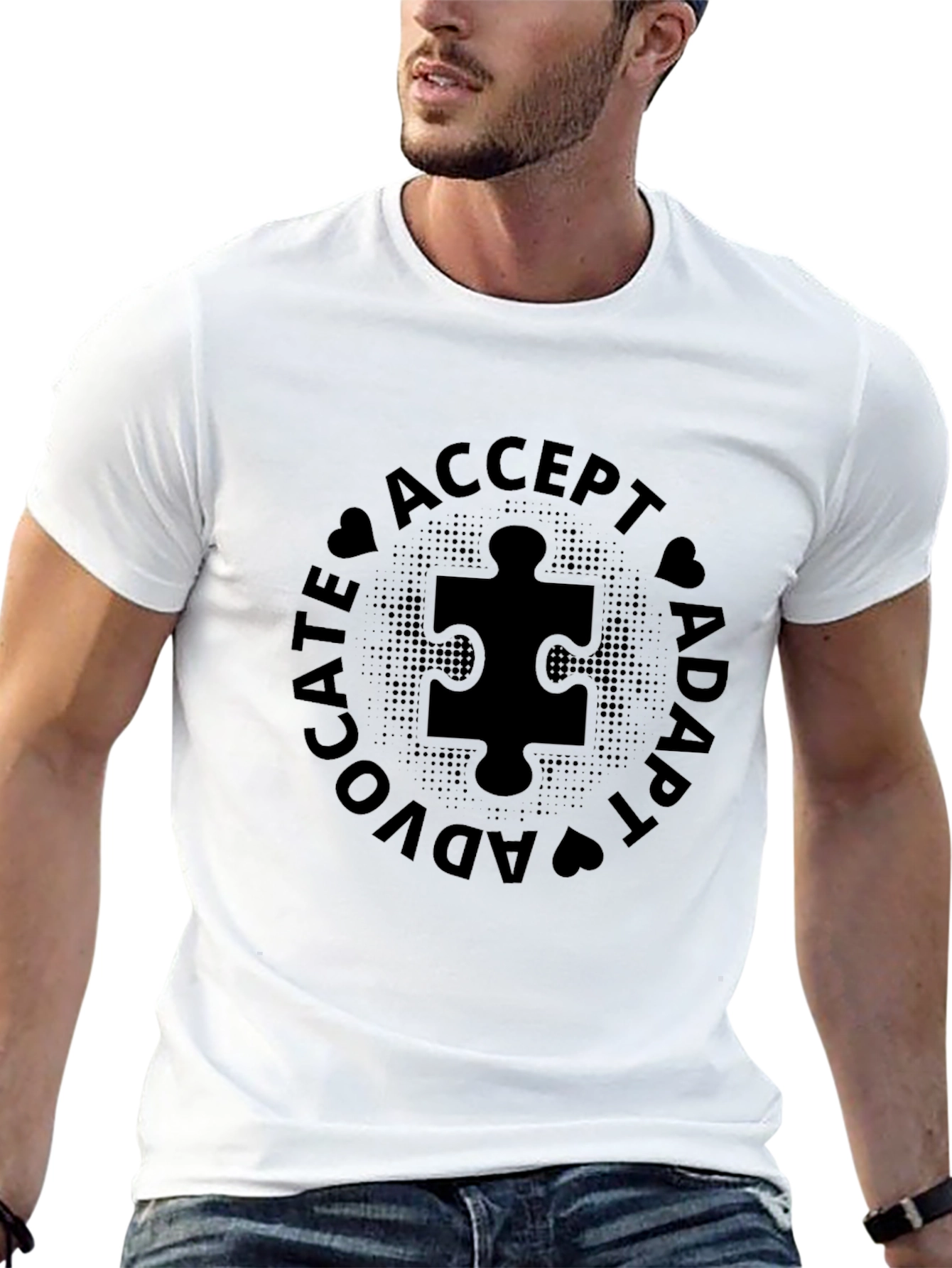 Autism Awareness Black T-Shirt - Advocate Accept Adapt