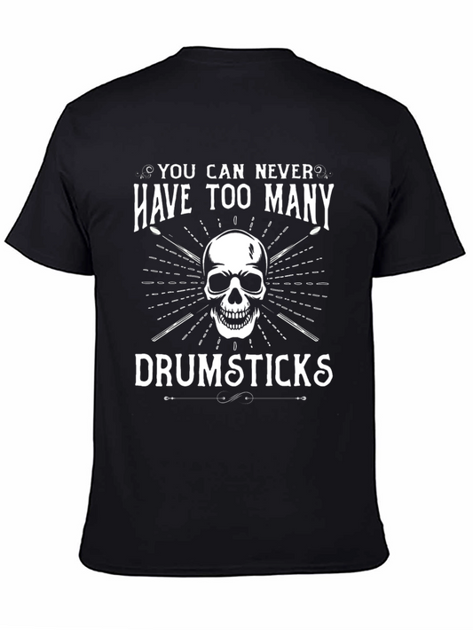 Skull Drumsticks Black T-Shirt for Musicians