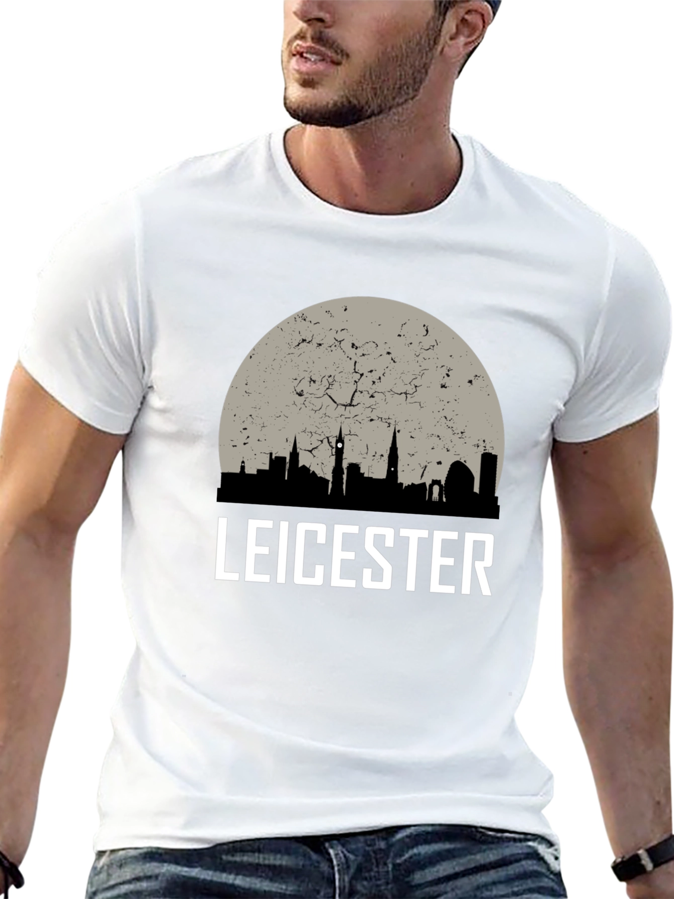 Leicester Cityscape Mens Black T-Shirt