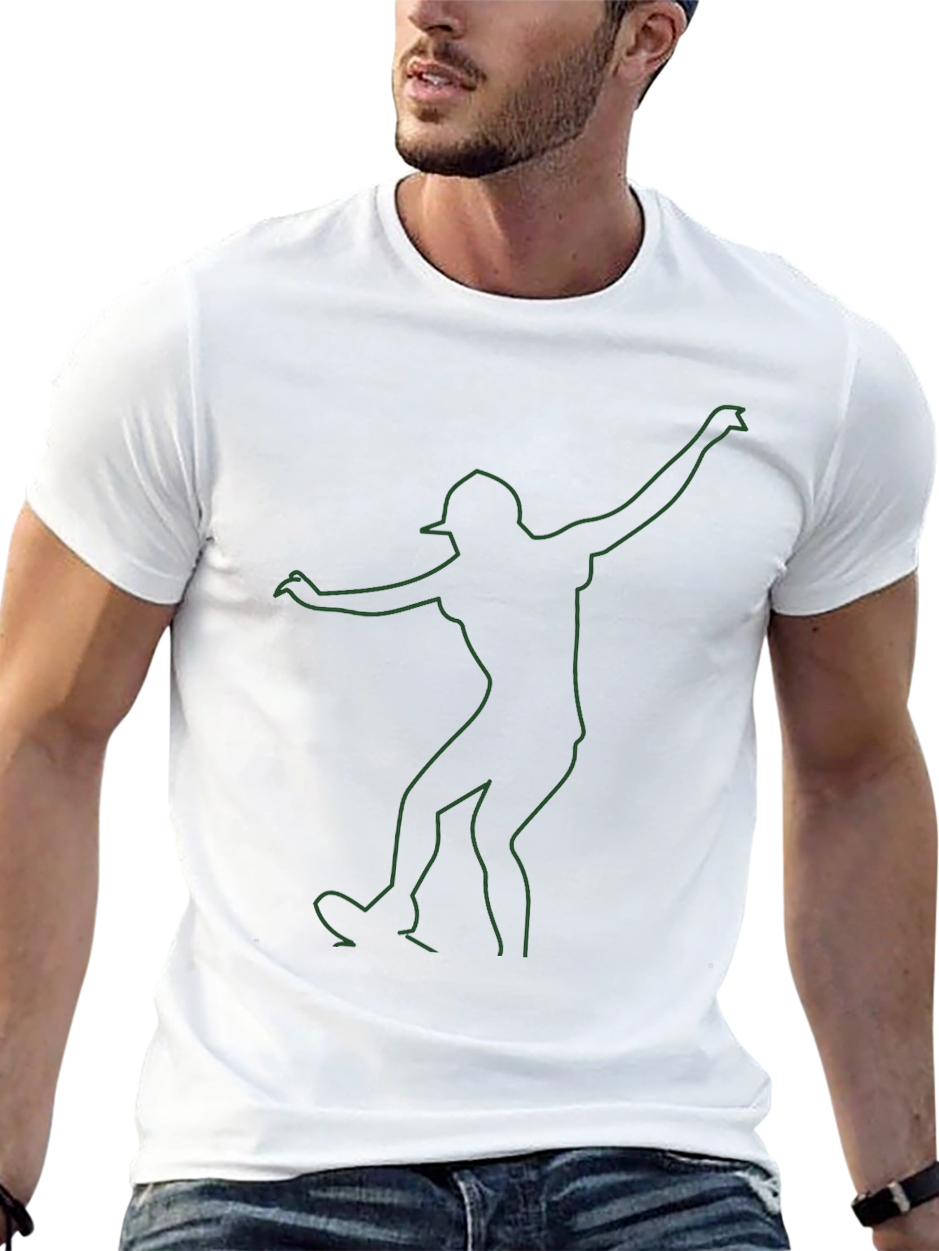 Mens Black T-Shirt with Green Dancer Graphic