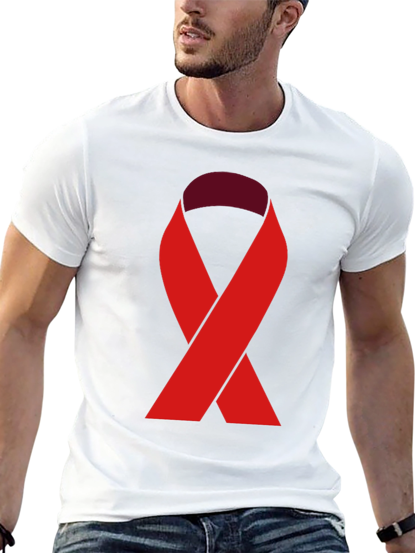Red Ribbon Tee - Support Cause Awareness
