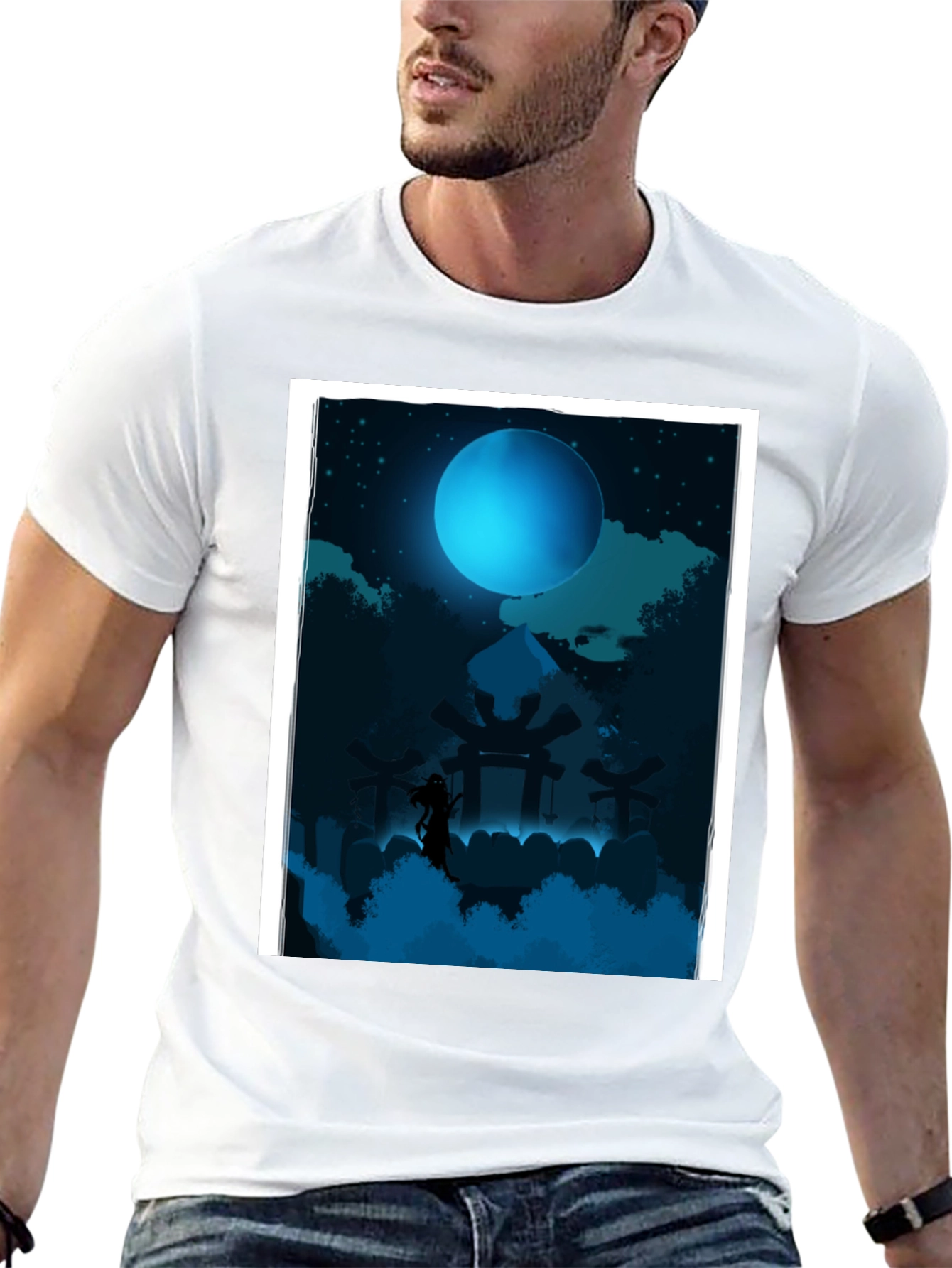 Mystic Moonlit T-Shirt - Dark Fantasy Design