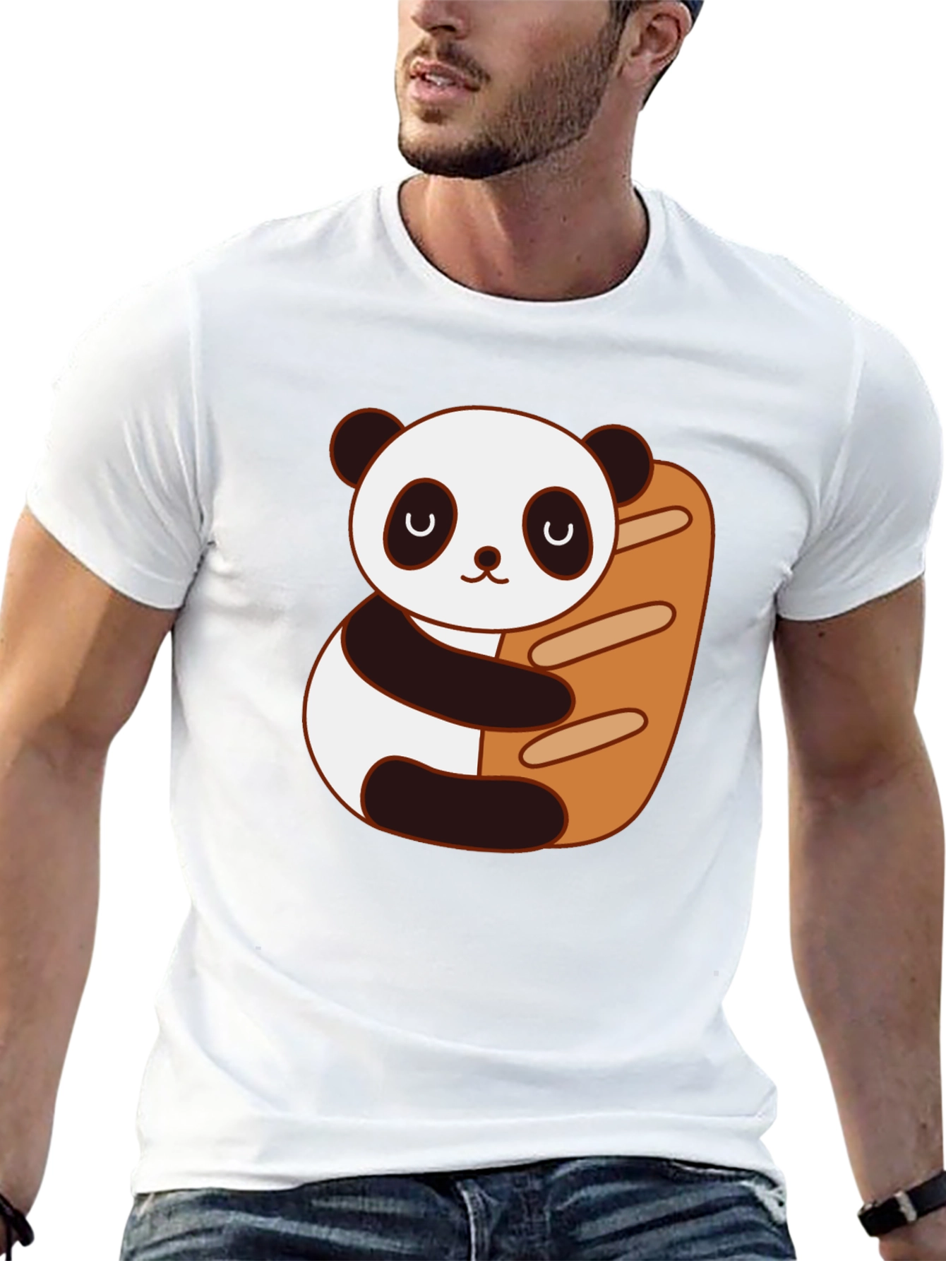 Panda Hugging Bread T-Shirt - Cute Graphic Tee