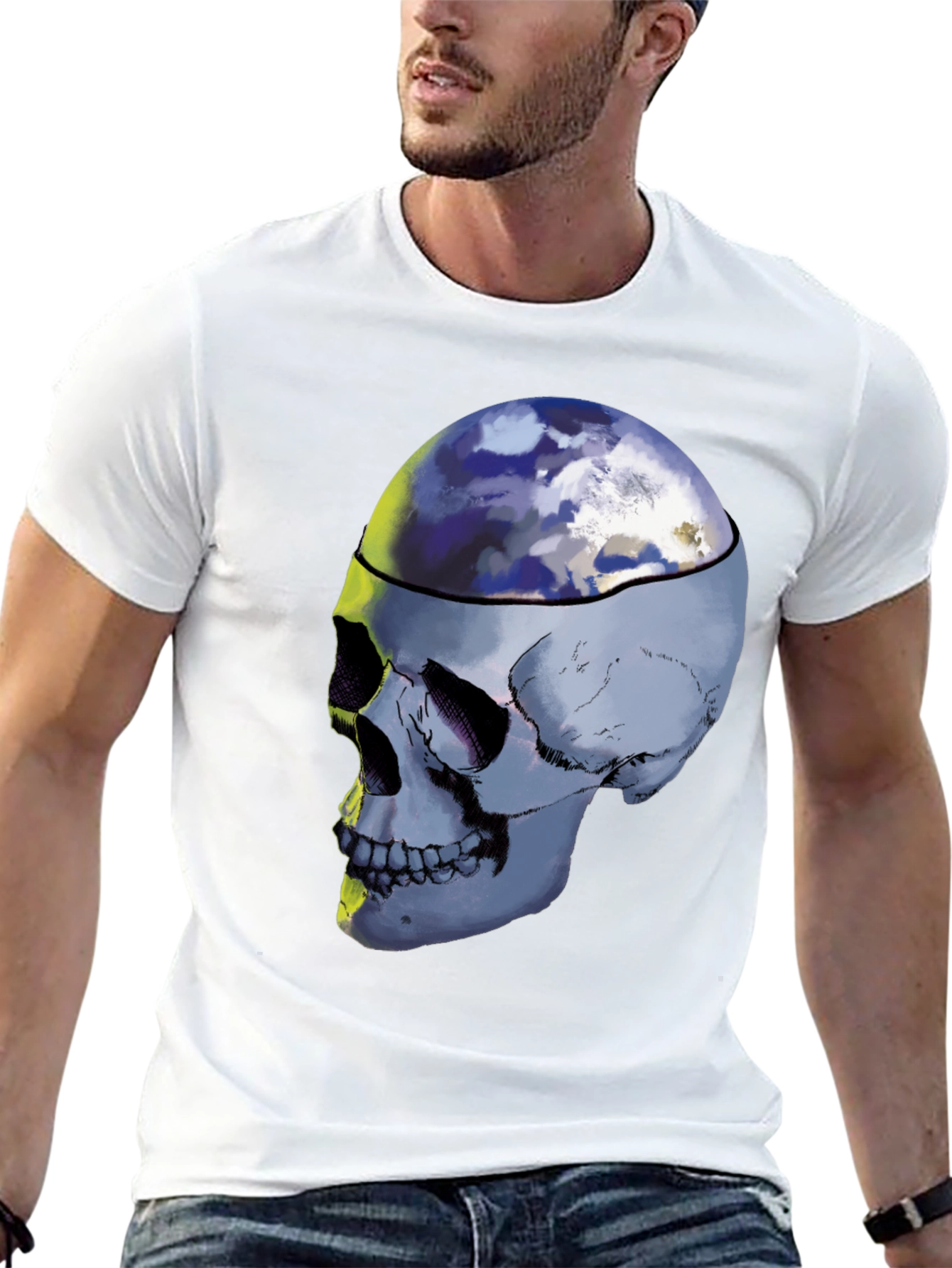 Skull Earth Graphic Tee - Unique Design