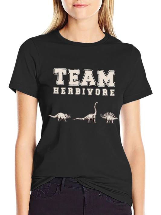 Team Herbivore Dinosaur Graphic Black T-Shirt