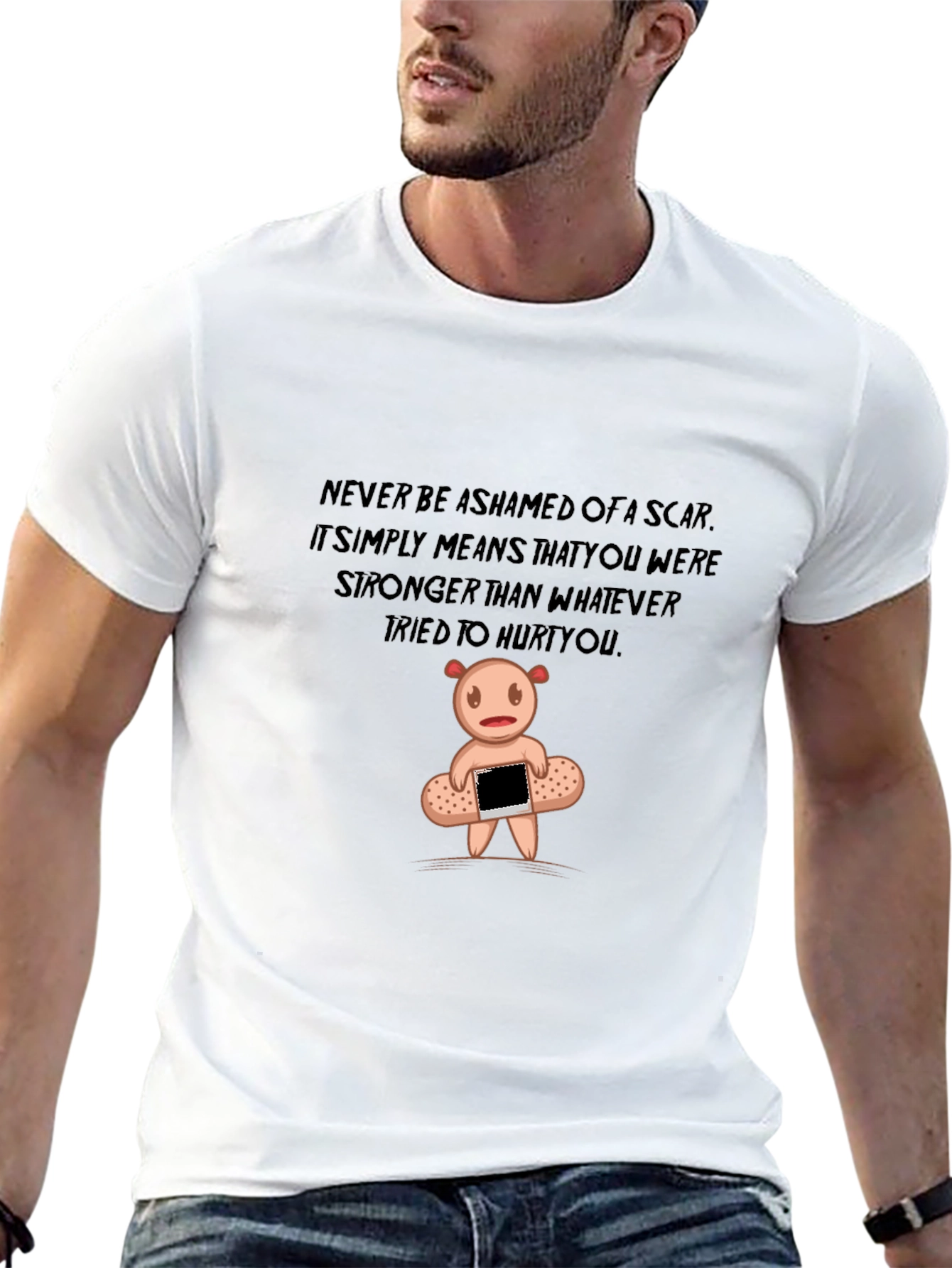 Inspirational Scar Bear Graphic T-Shirt
