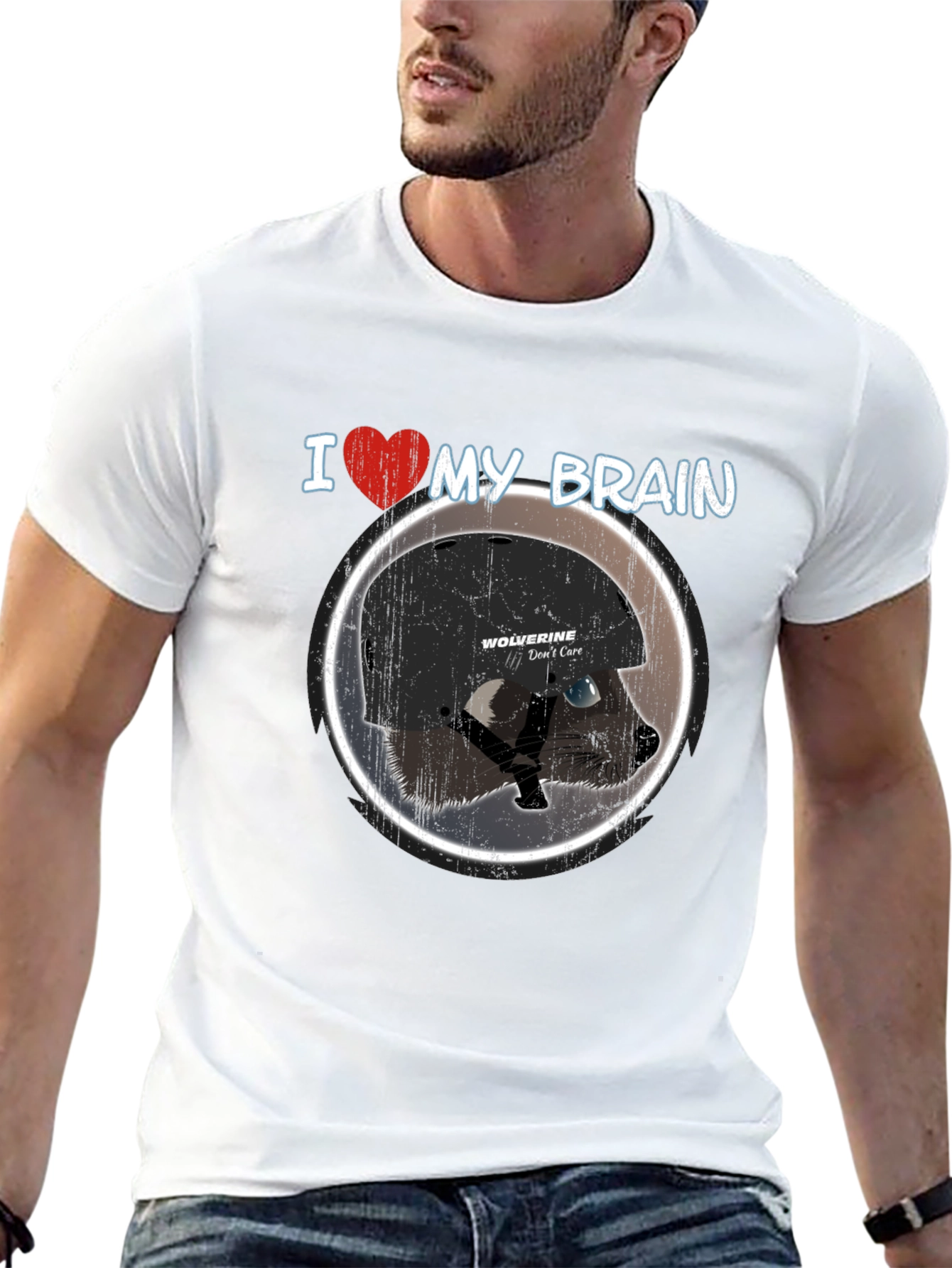 I Heart My Brain Raccoon Helmet T-Shirt