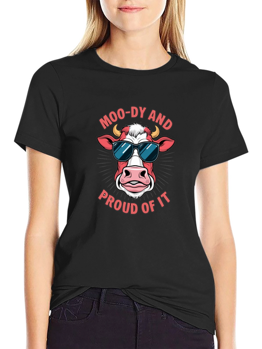 Moo-dy Cow Graphic Tee - Funny Animal T-Shirt