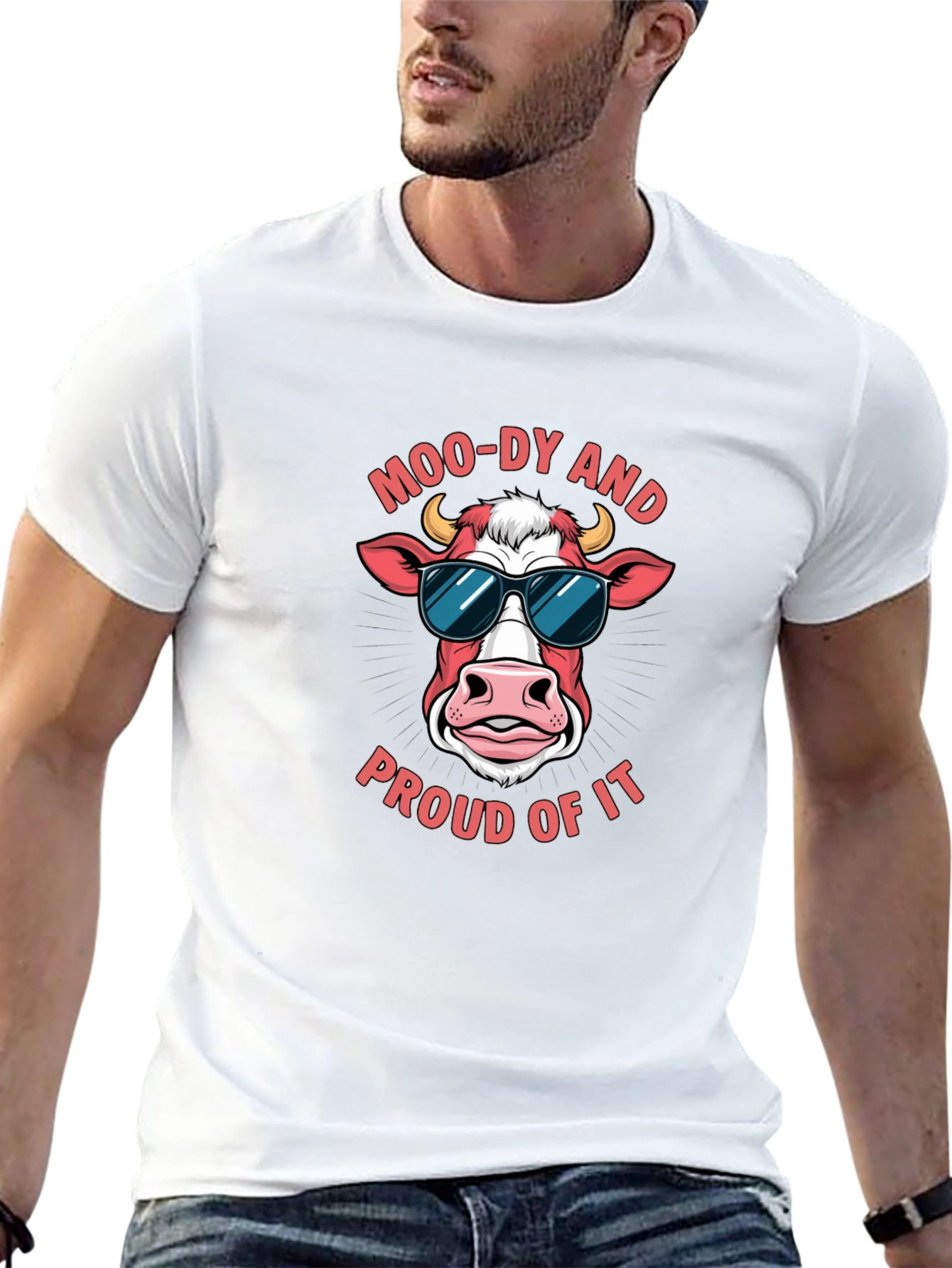 Moo-dy Cow Graphic Tee - Funny Animal T-Shirt