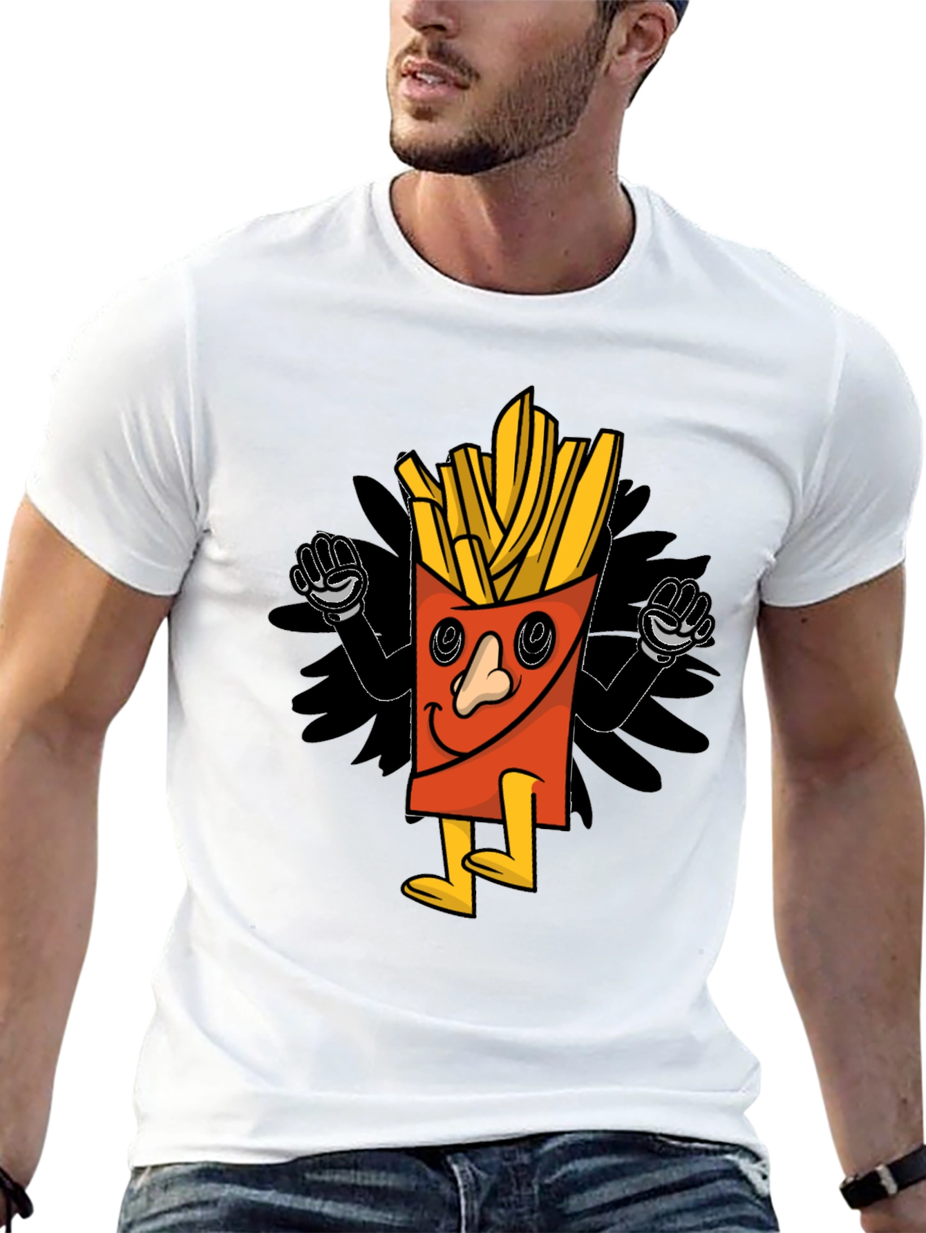 Cartoon Fries Graphic T-Shirt