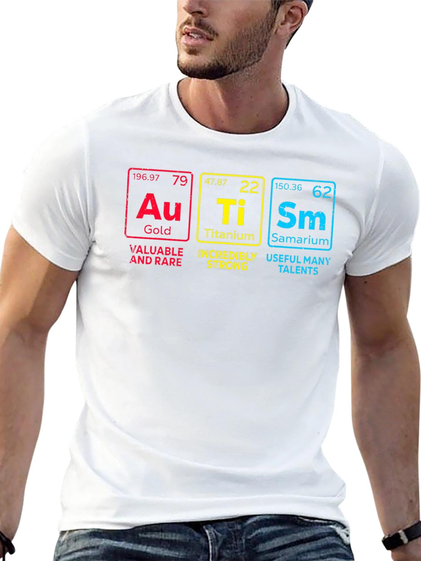 Science Geek T-Shirt: Gold Titanium Samarium Periodic Table