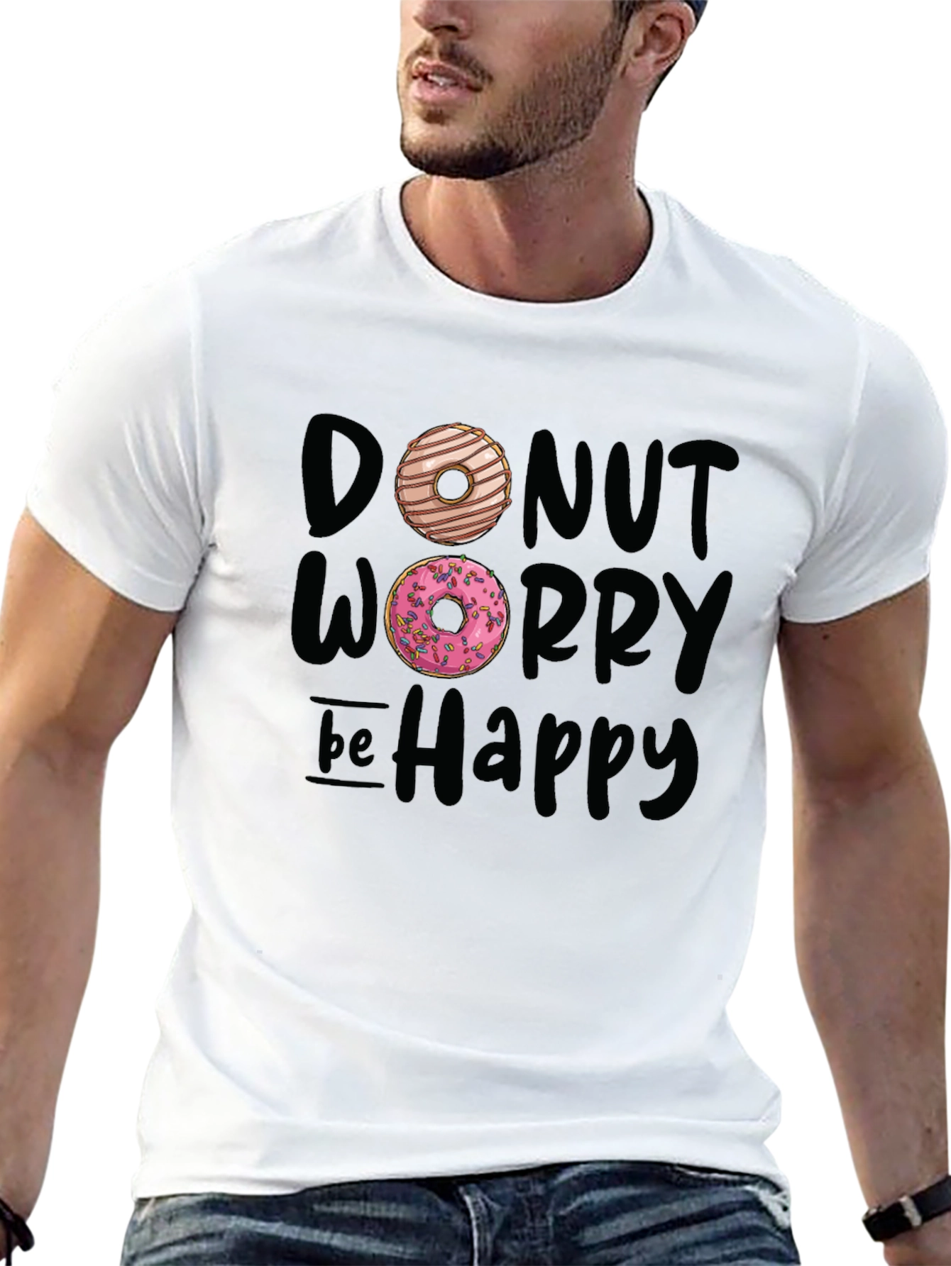 Donut Worry Be Happy Graphic T-Shirt