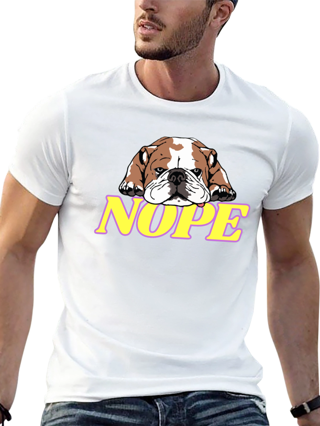 Nope Bulldog Graphic T-Shirt