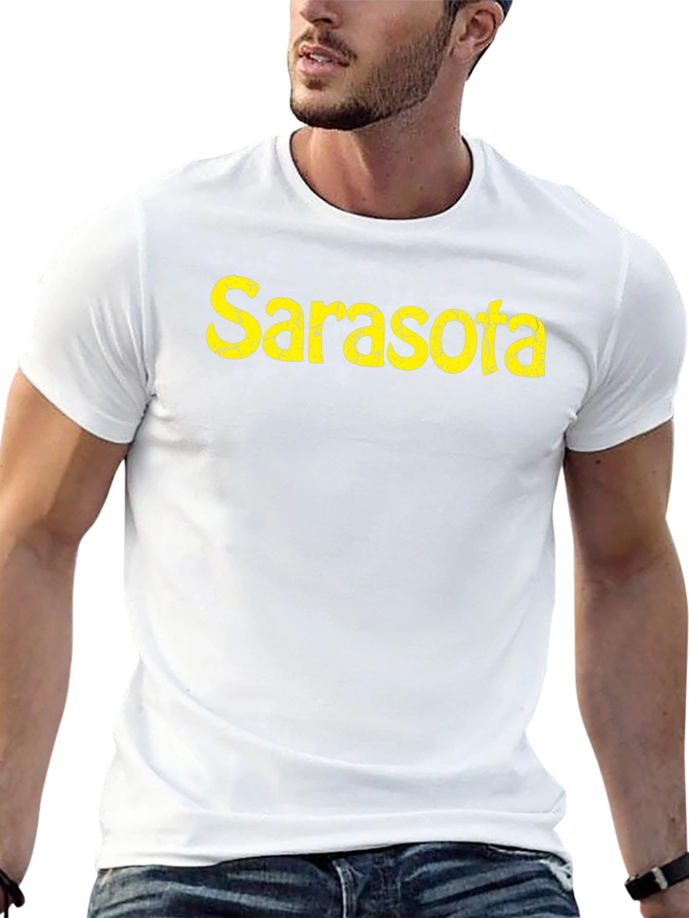 Sarasota Distressed Graphic Black T-Shirt
