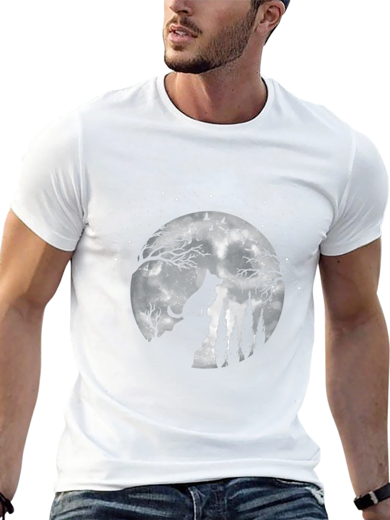 Wolf Moon Graphic T-Shirt - Night Sky Tee