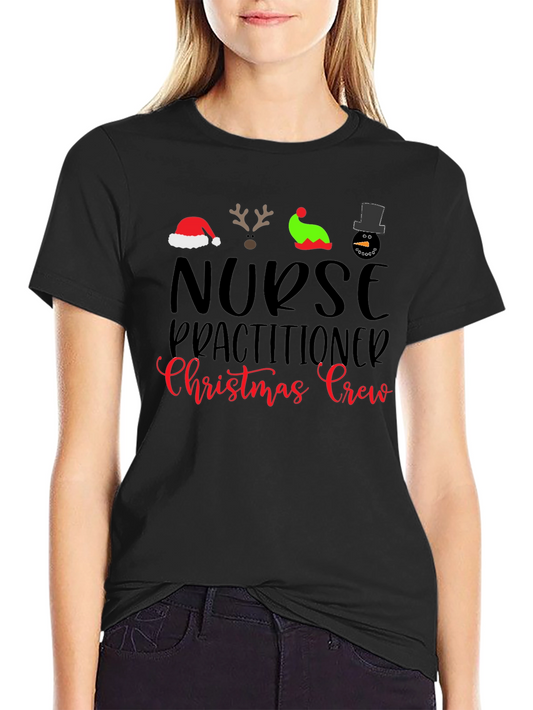 Nurse Practitioner Christmas Crew Black T-Shirt
