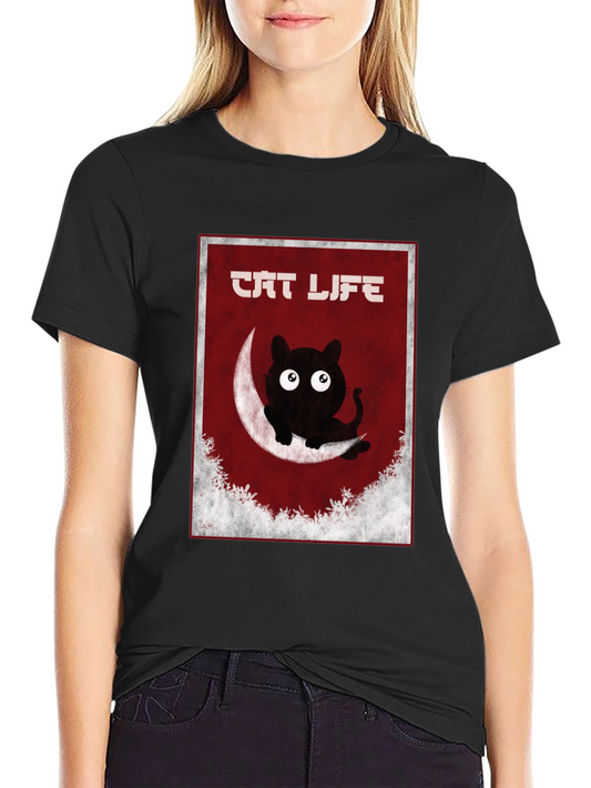 Cat Life Graphic T-Shirt - Mens Black Tee