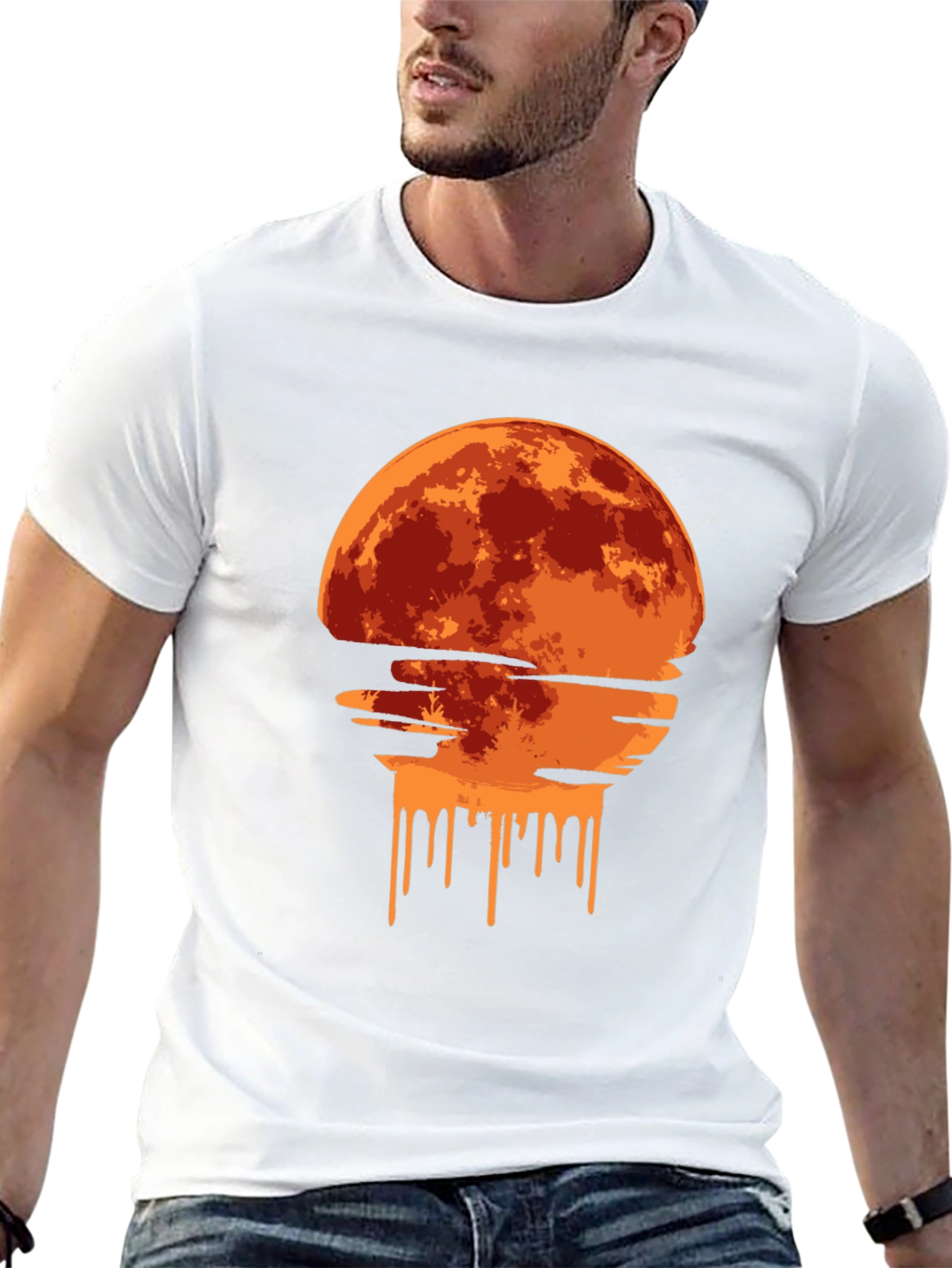 Melting Moon Graphic Tee - Modern Art T-Shirt