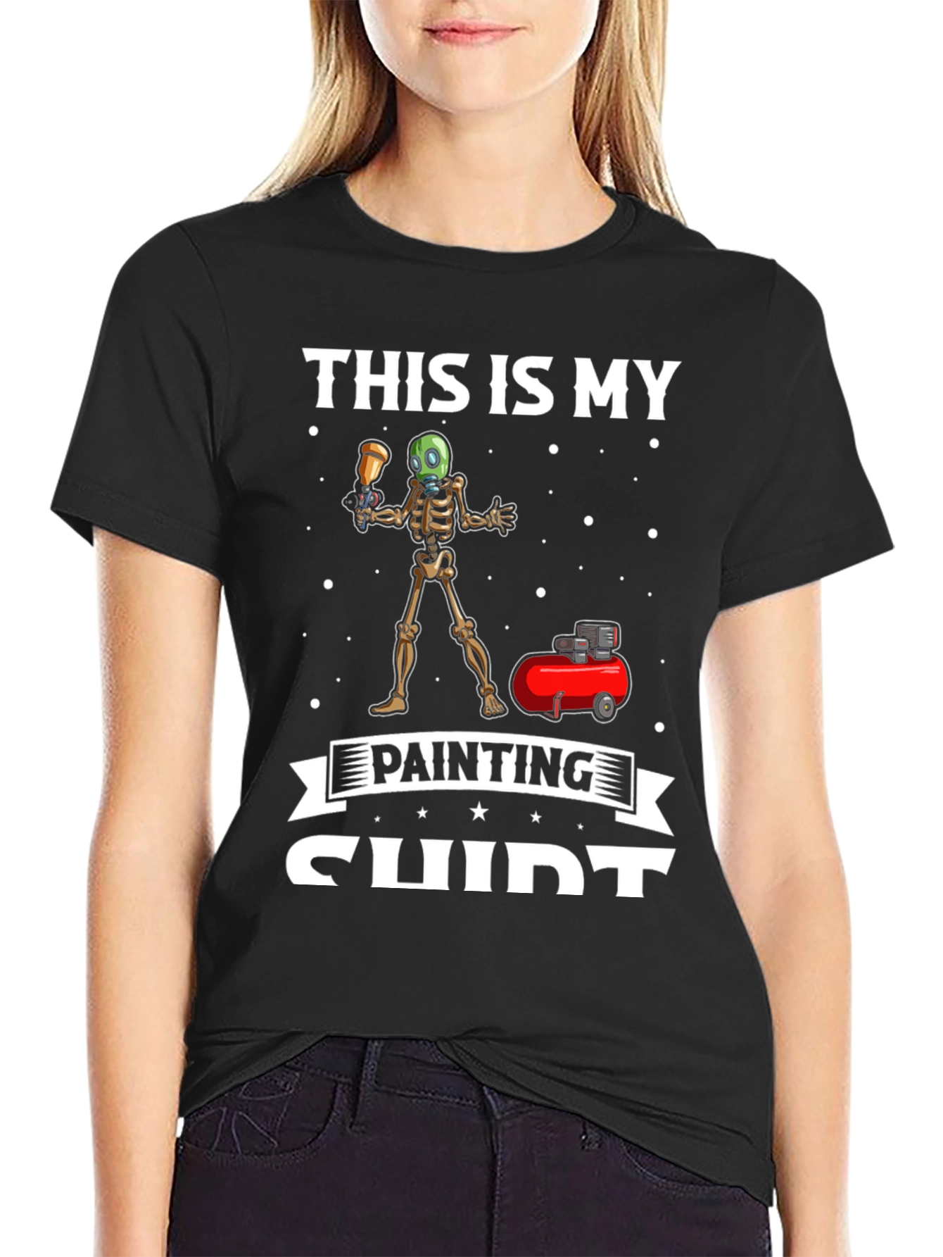 Funny Skeleton Painter T-Shirt