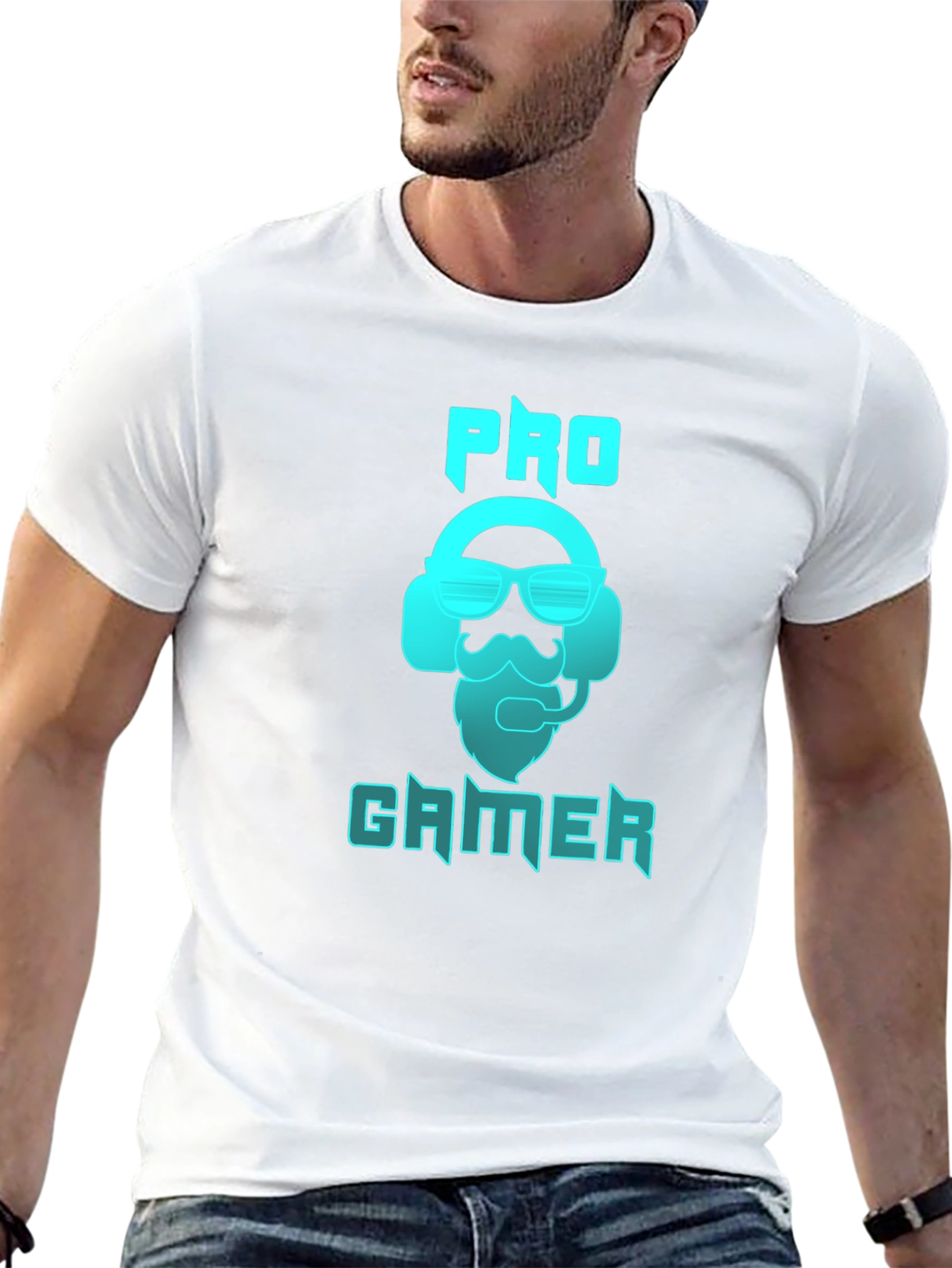 Pro Gamer Black T-Shirt with Headset Graphic