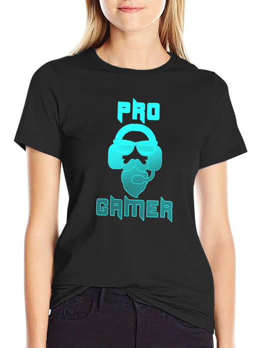 Pro Gamer Black T-Shirt with Headset Graphic