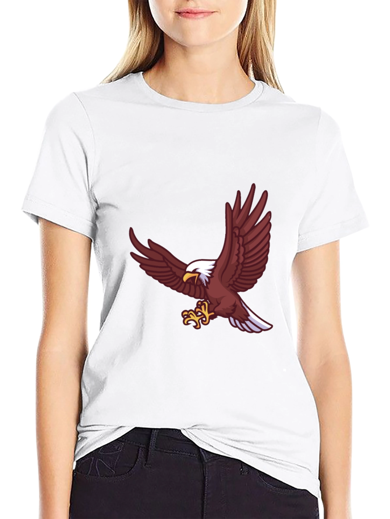 Bold Eagle Graphic Tee - Black Cotton Blend Shirt
