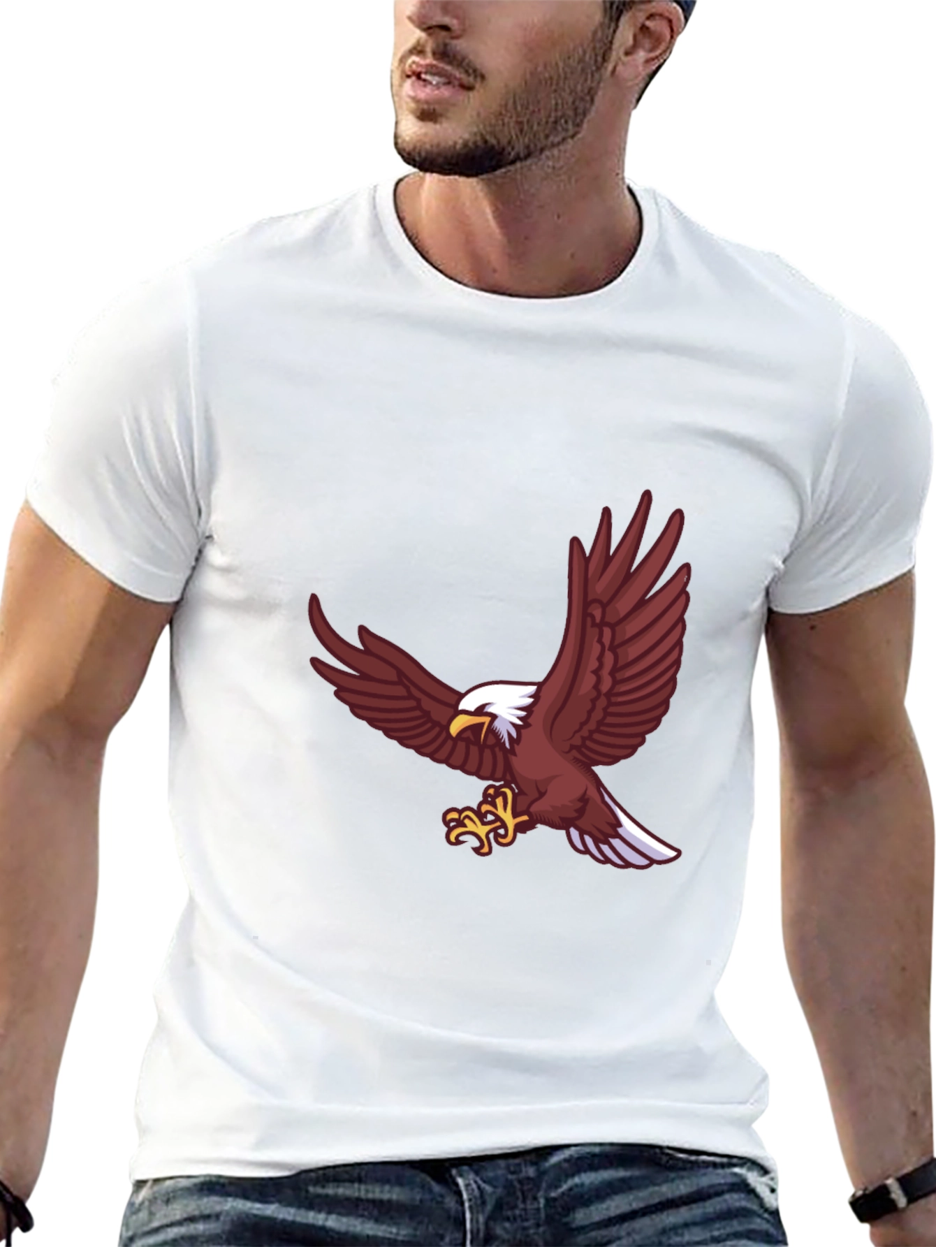 Bold Eagle Graphic Tee - Black Cotton Blend Shirt