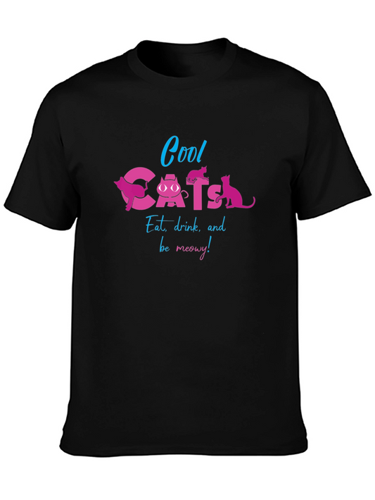 Cool Cats Graphic T-Shirt - Eat Drink & Be Meowy!