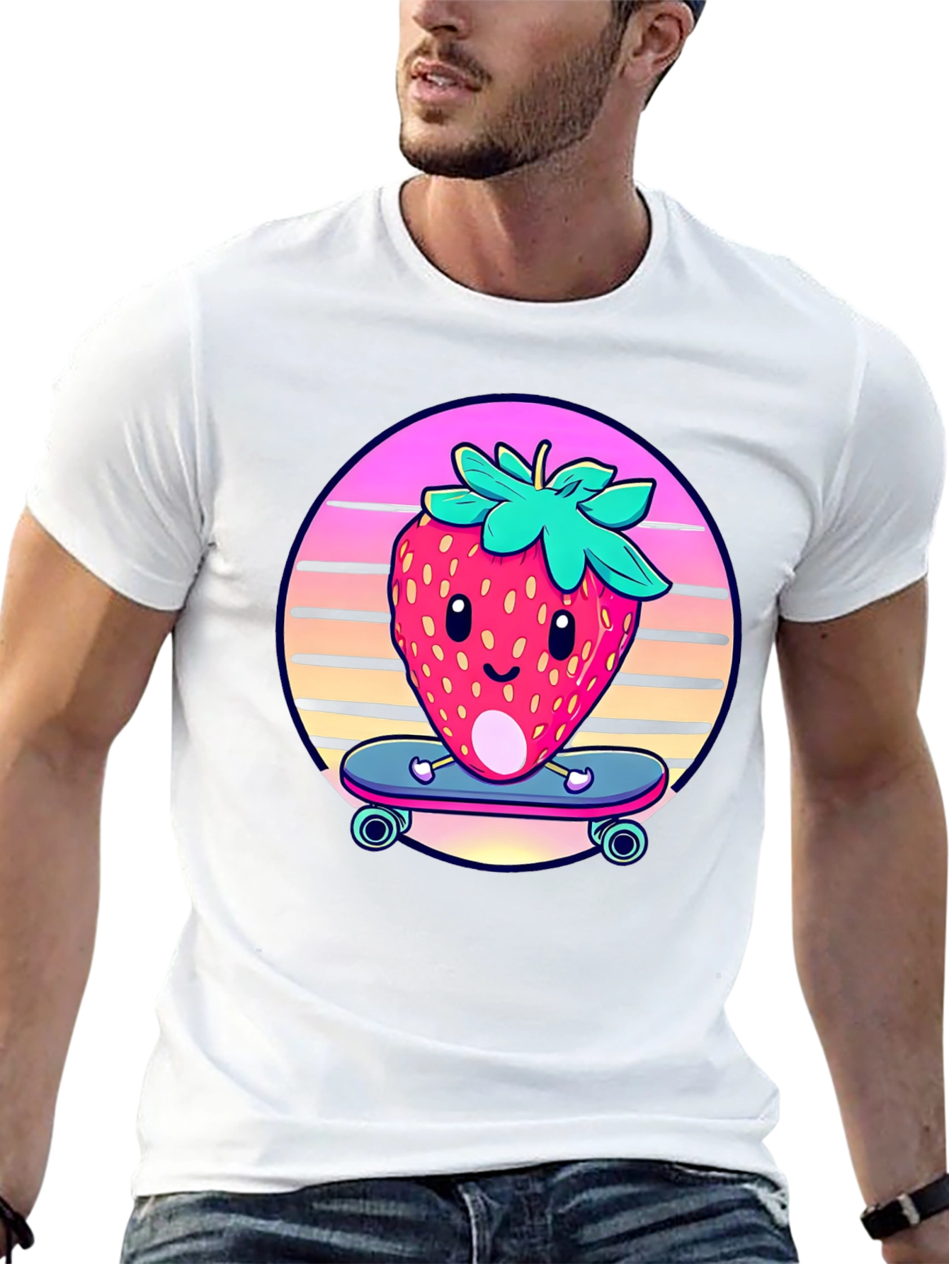 Skateboarding Strawberry Graphic Tee