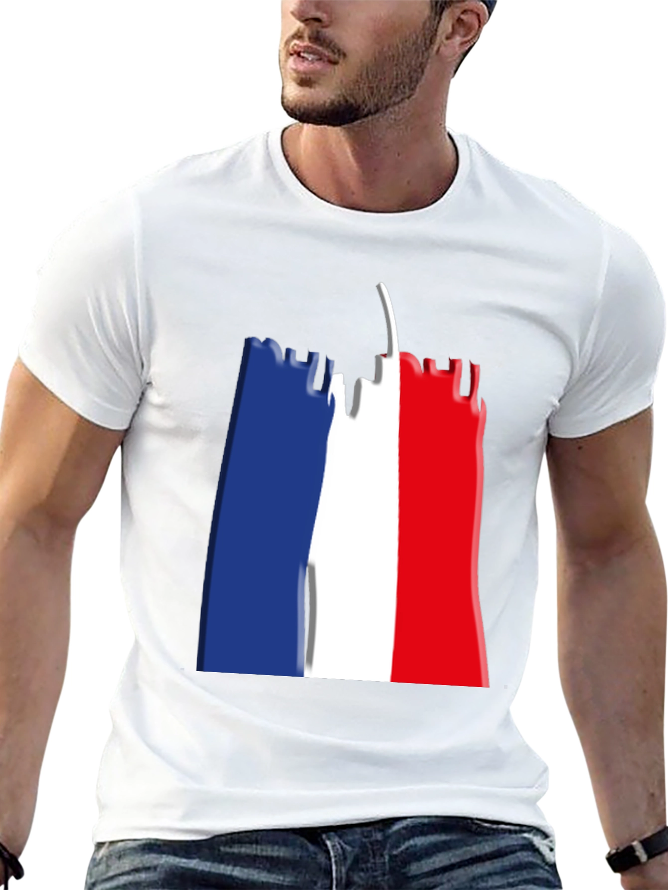 Eiffel Tower French Flag Graphic T-Shirt