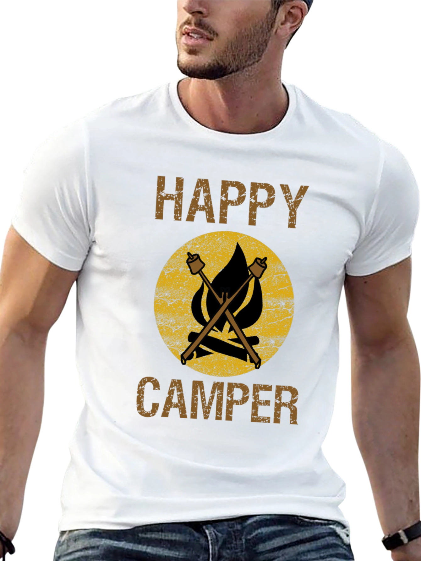 Happy Camper T-Shirt - Camping Marshmallow Bonfire