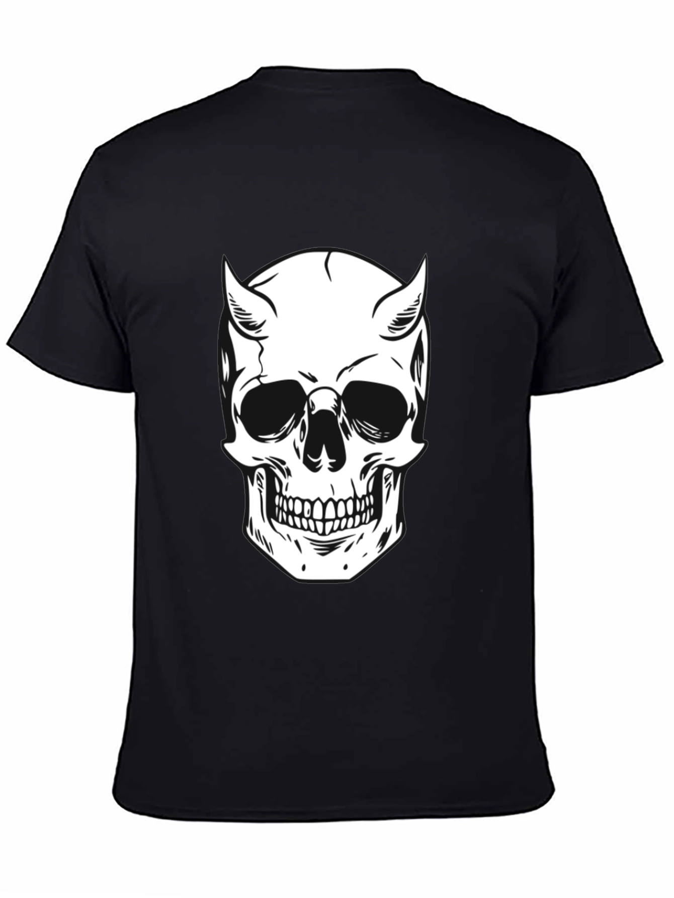 Devil Skull Graphic Tee - Black Cotton T-Shirt