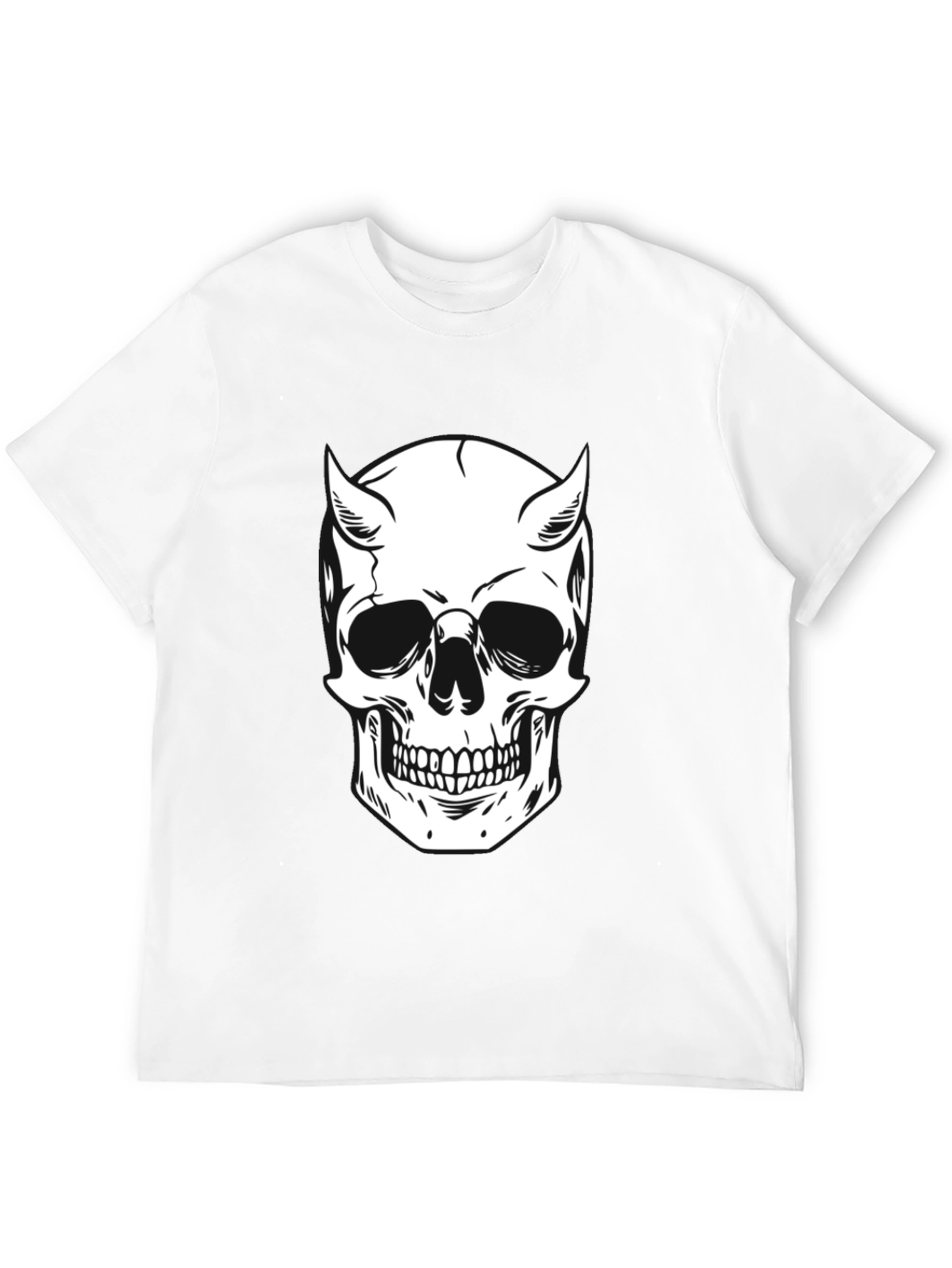Devil Skull Graphic Tee - Black Cotton T-Shirt