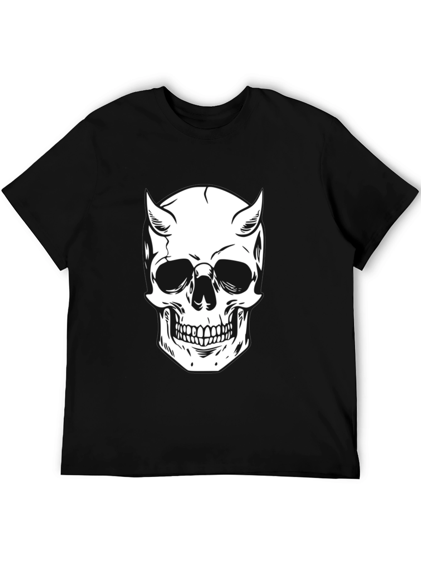 Devil Skull Graphic Tee - Black Cotton T-Shirt