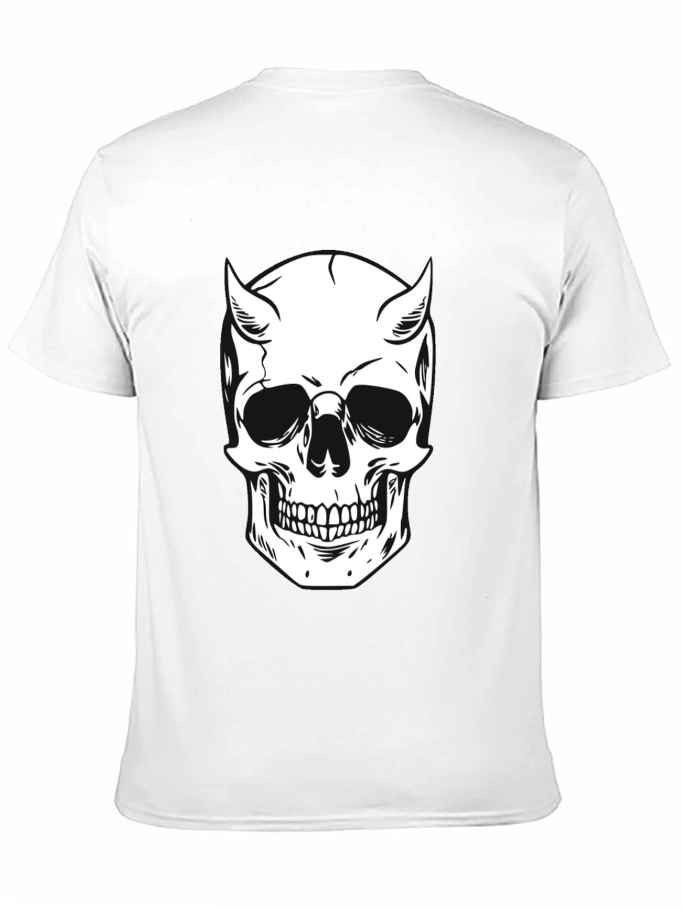 Devil Skull Graphic Tee - Black Cotton T-Shirt