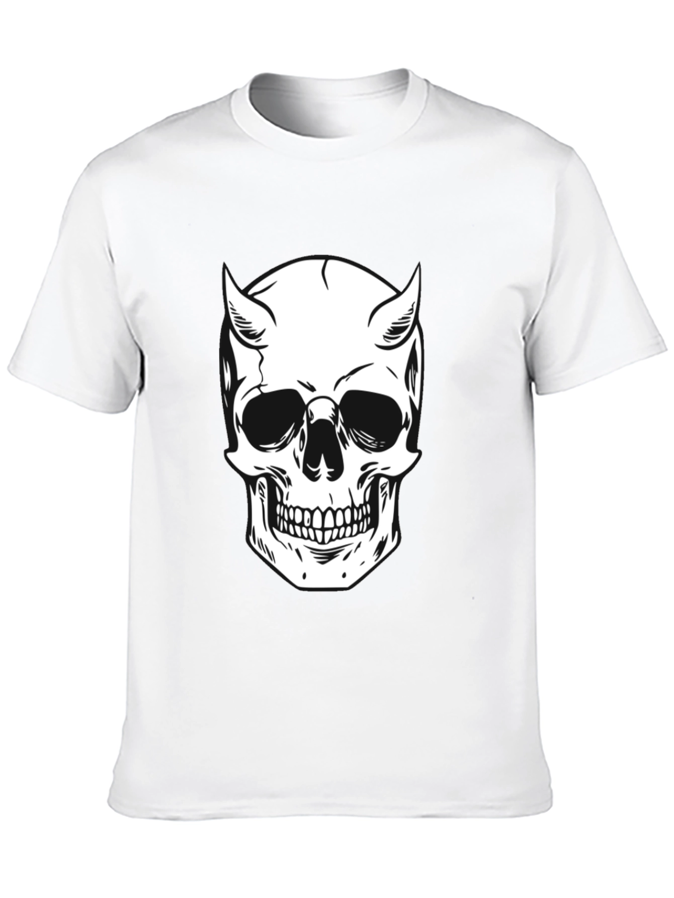 Devil Skull Graphic Tee - Black Cotton T-Shirt