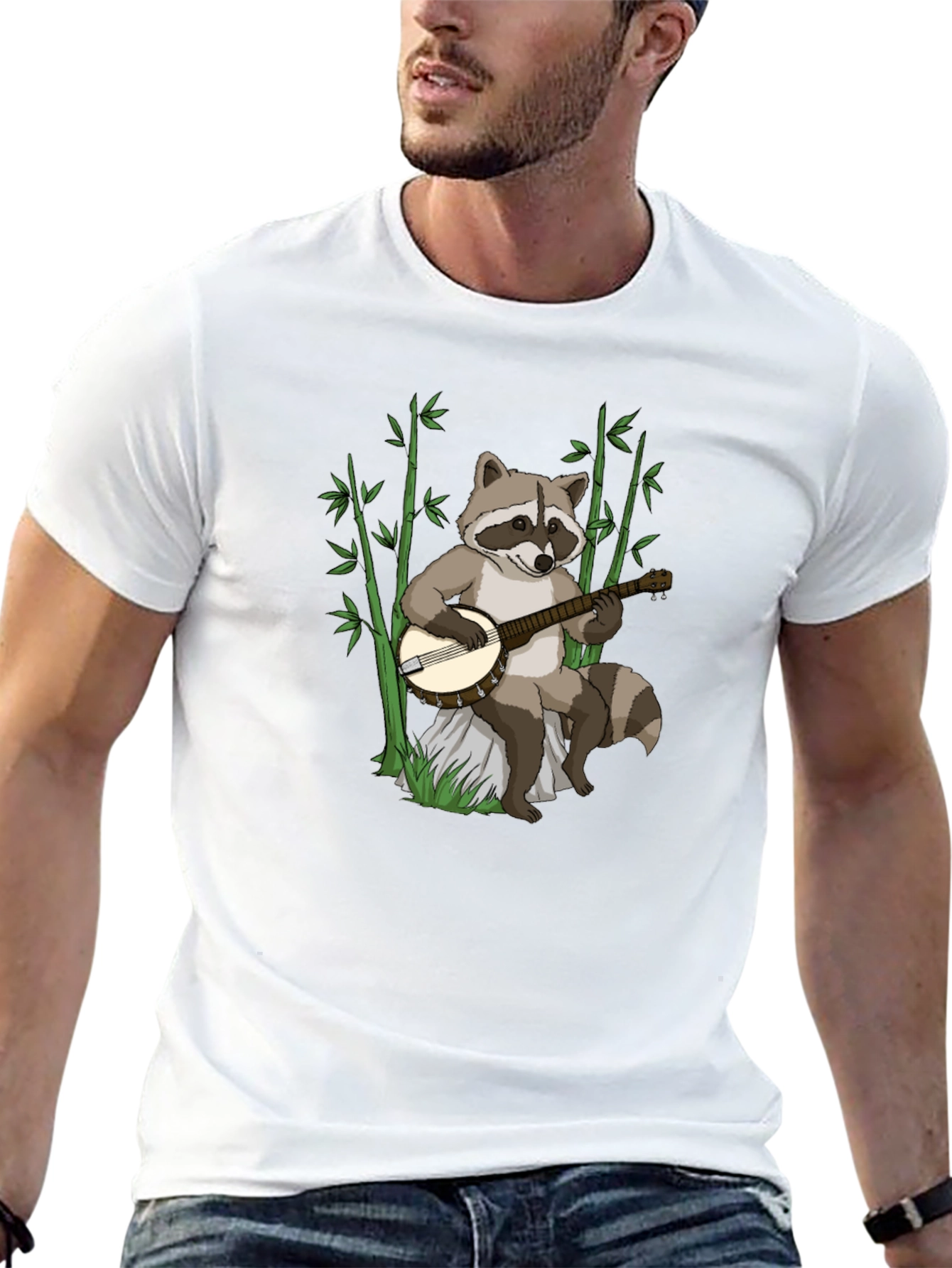 Raccoon Banjo Player Graphic Tee