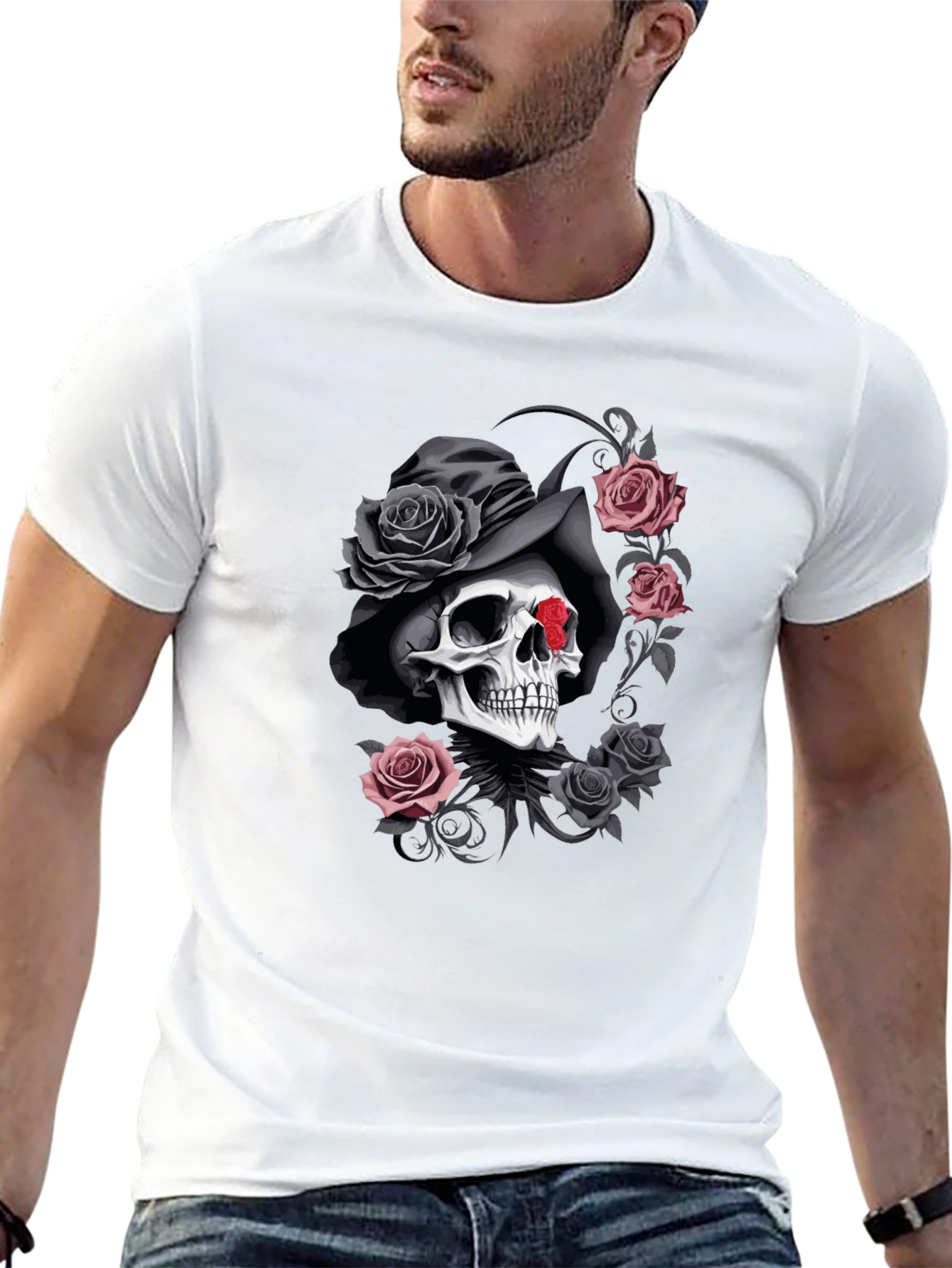 Skull & Roses Graphic T-Shirt