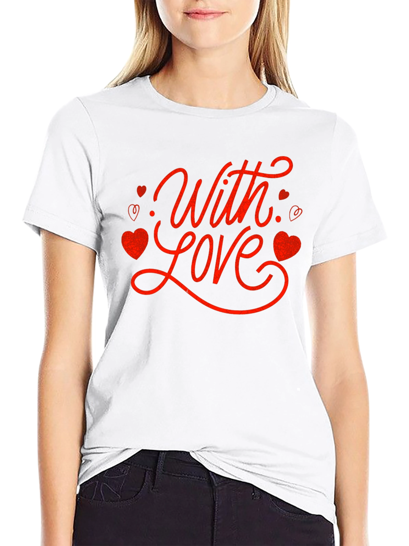 With Love Valentines Day Graphic Tee - Black