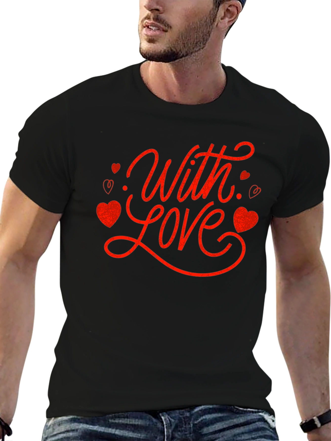 With Love Valentines Day Graphic Tee - Black