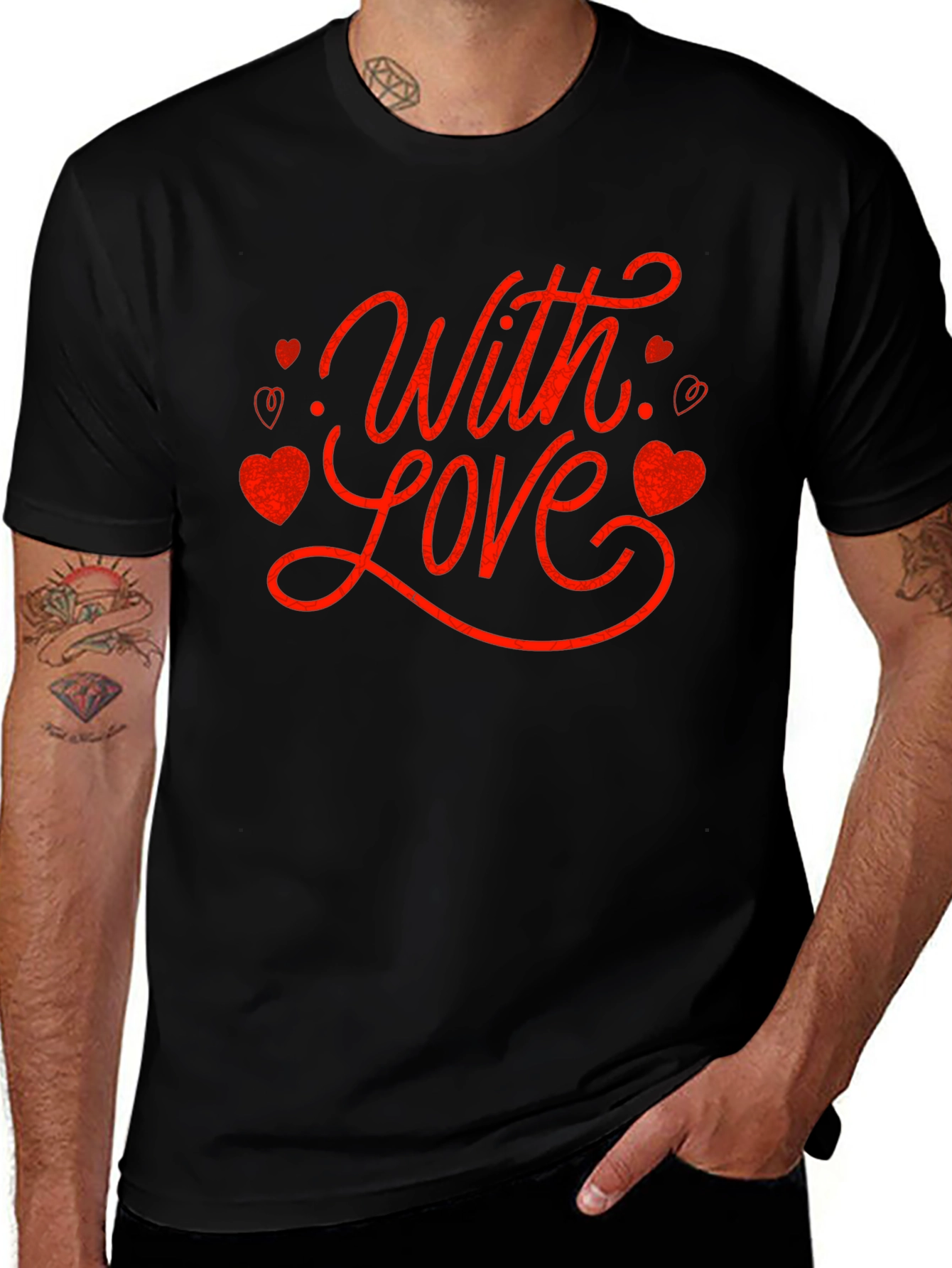 With Love Valentines Day Graphic Tee - Black