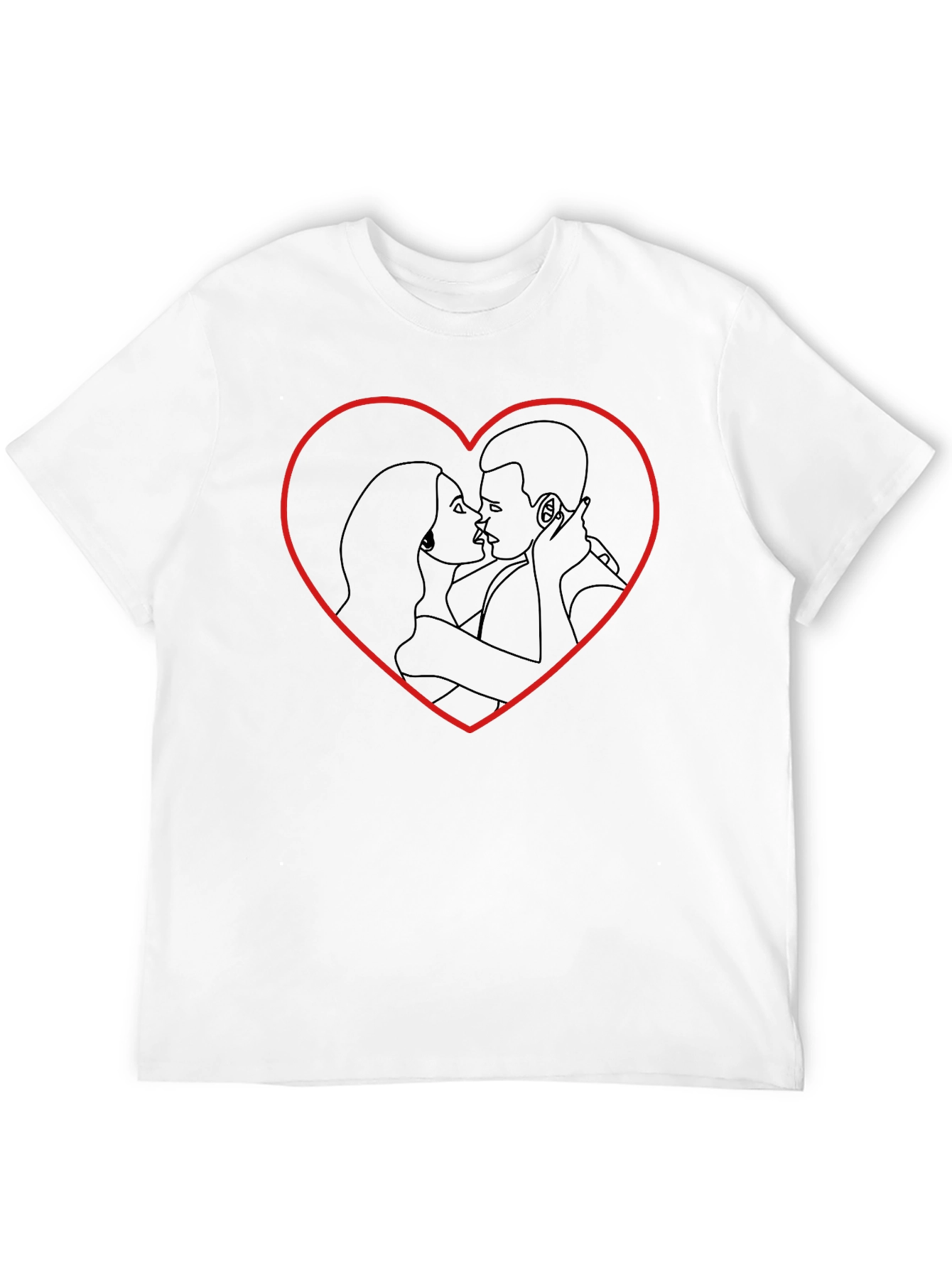 Heart Kiss Graphic Tee - Trendy Black T-Shirt