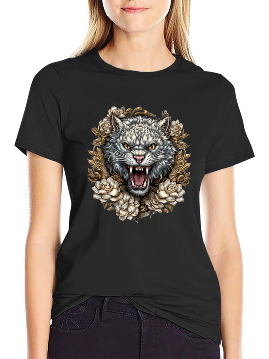 Wolf and Roses Graphic Tee - Black