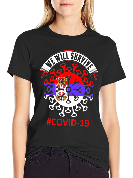COVID-19 Serbia Flag We Will Survive T-Shirt