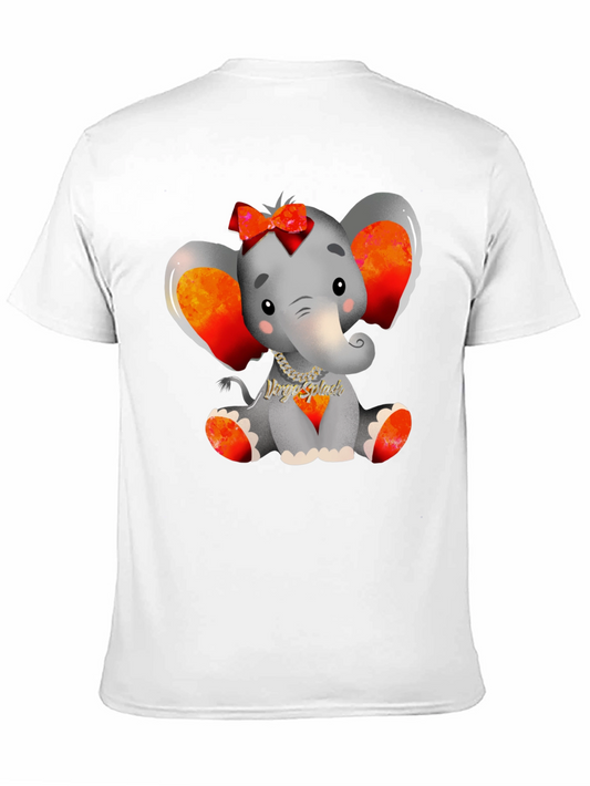 Cute Elephant Graphic Tee - Black Cotton Blend